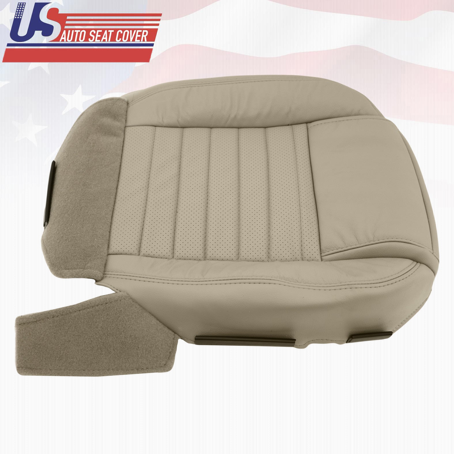 2005 2006 Mustang GT, GT Lux Driver Bottom Leather Seat Cover Med. Parchment Tan