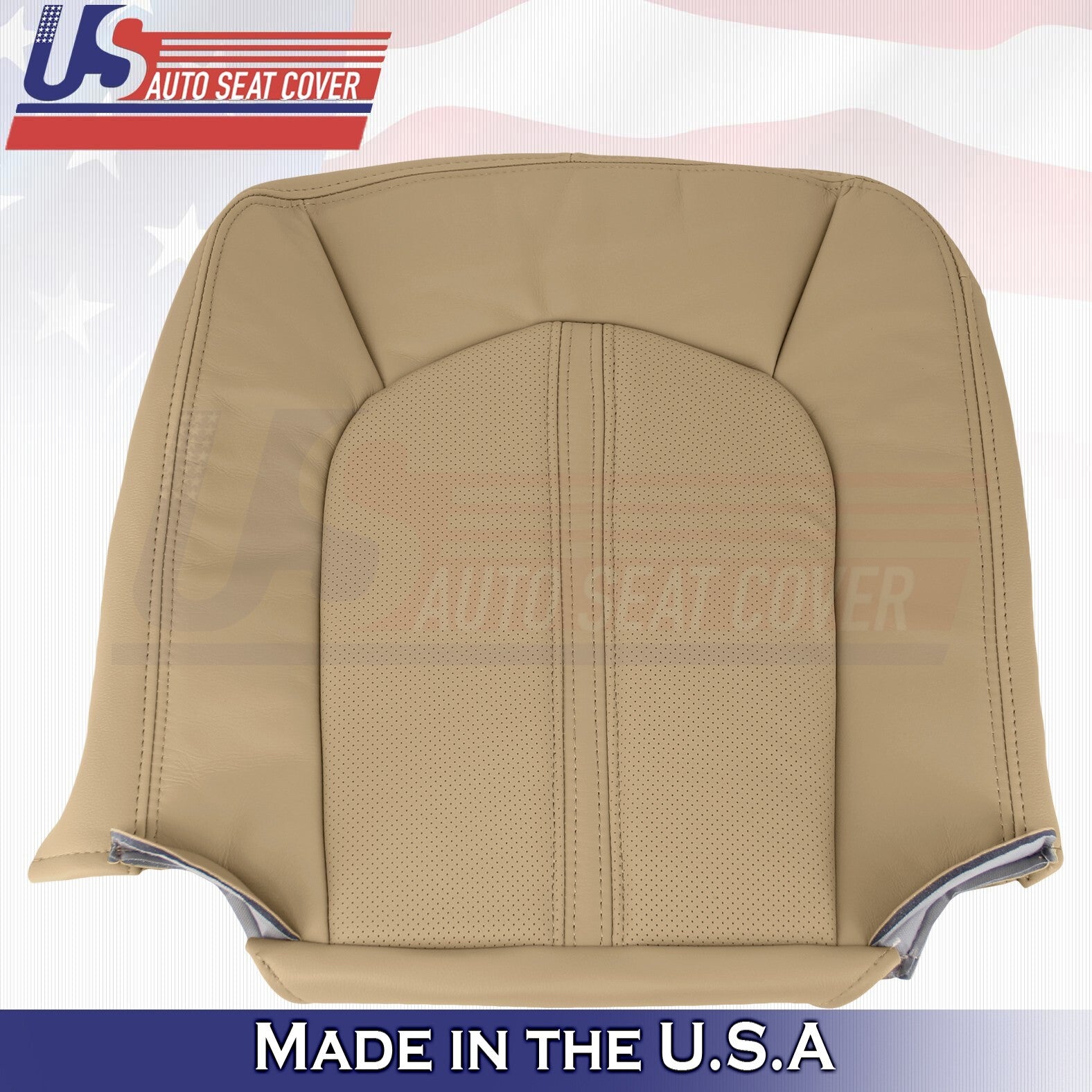 2008 to 2013 For Cadillac CTS Front Driver Top & Bottom Leather Seat Covers Tan