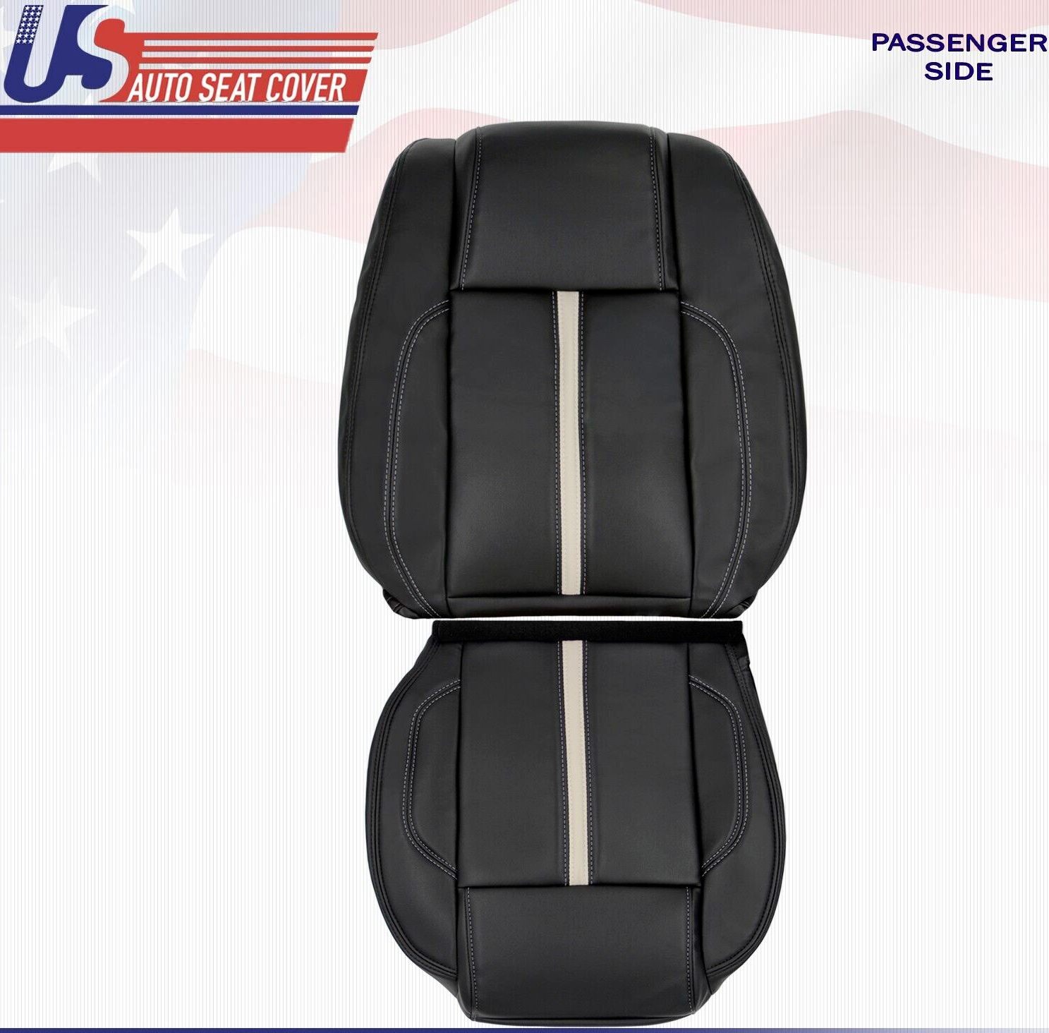 2010 Fits Ford Mustang Gt Coupe Passenger Top & Bottom Leather Seat Covers Black
