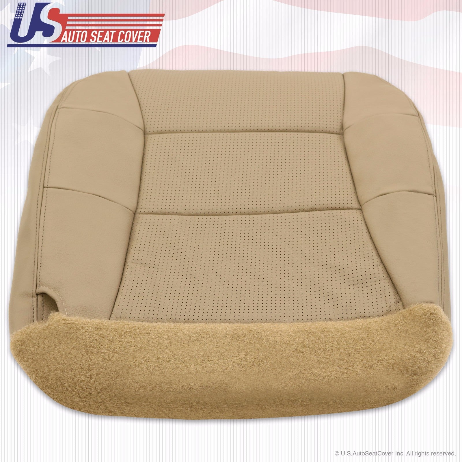 2002 Lincoln Navigator Driver-Passenger Bottom Perforated Leather Seat Cover Tan
