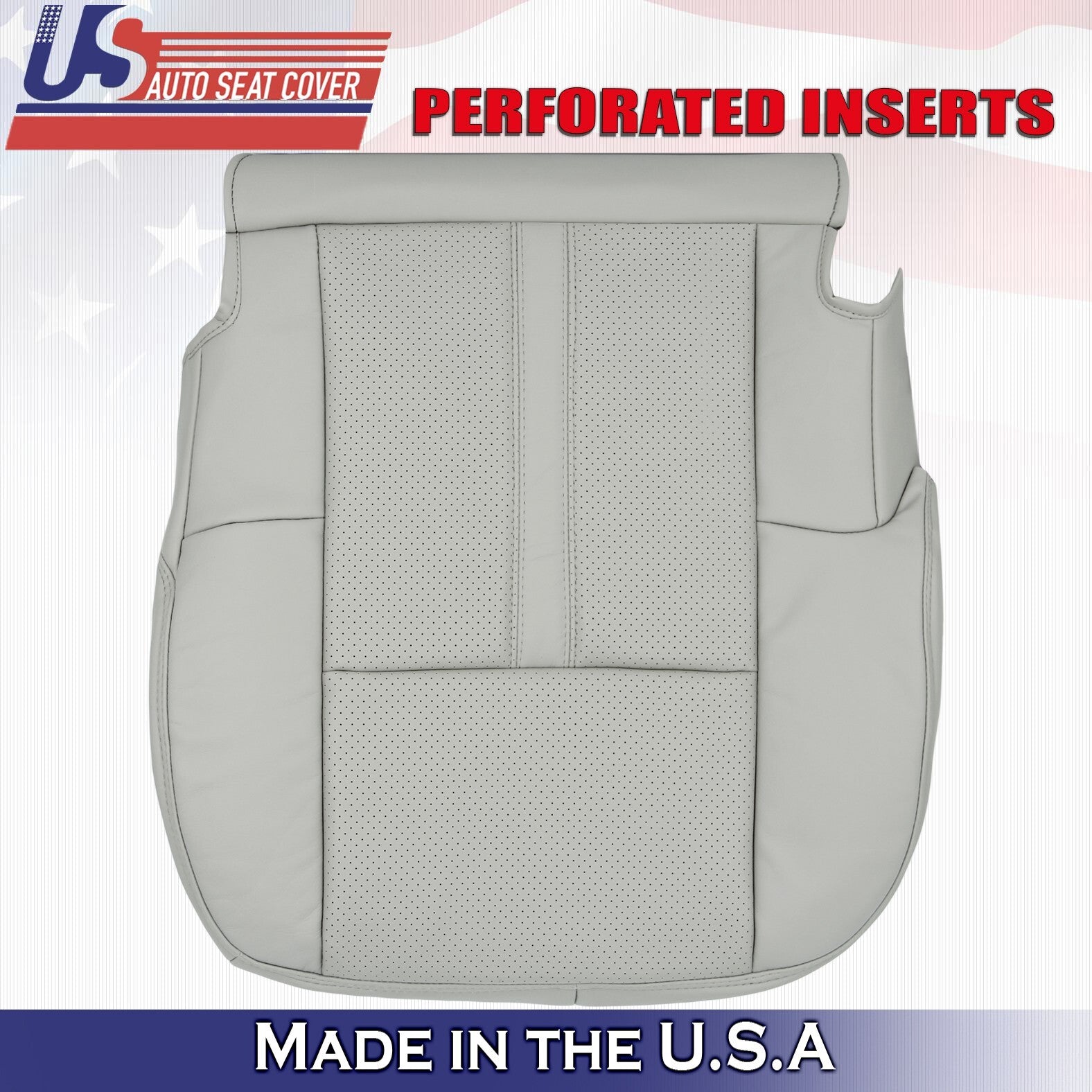 2012 2013 For Lincoln MKT Passenger Bottom Perforated Leather Seat Cover Gray