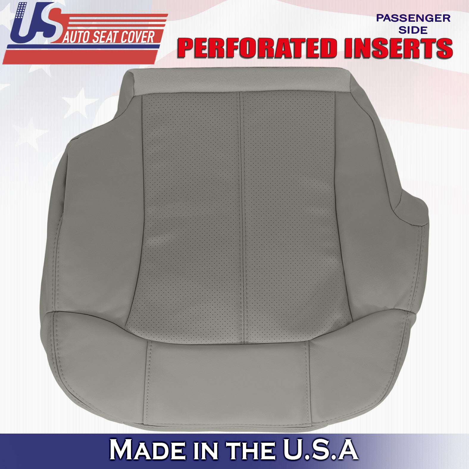2002 For Cadillac Escalade Passenger Top & Bottom Perforated Leather Covers Gray