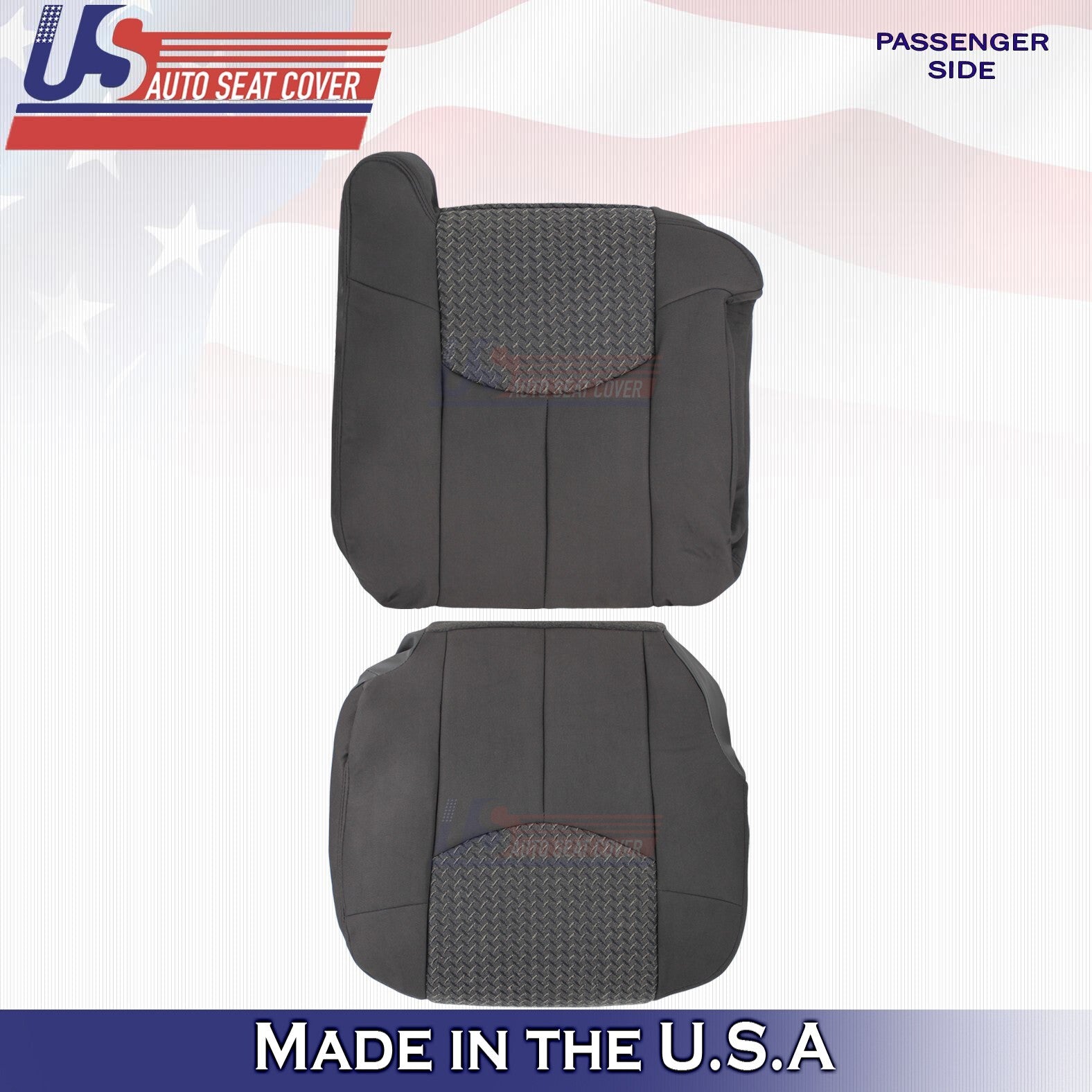 2002 FOR Chevy Avalanche Passenger Bottom & Top Cloth Seat Cover Dark Gray