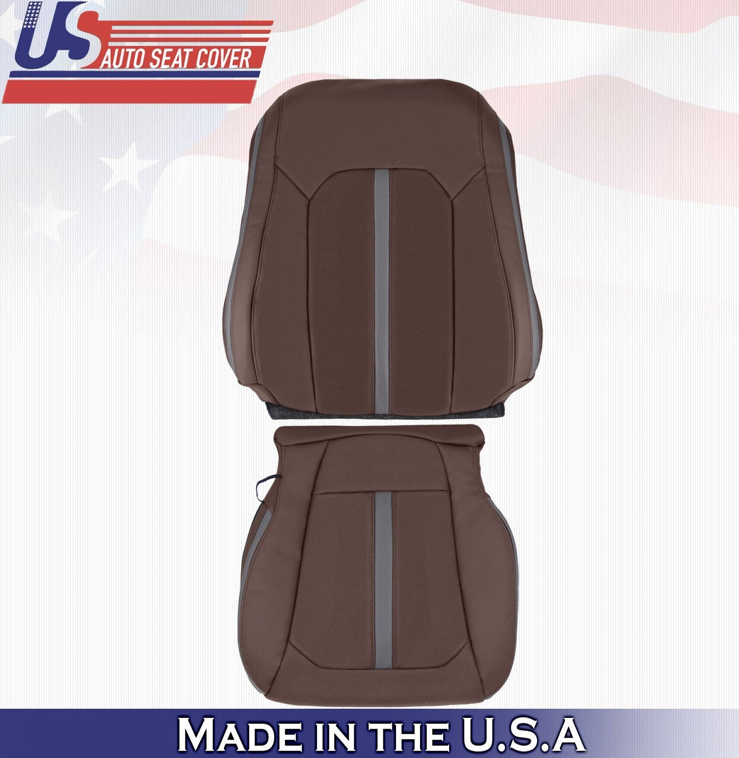 2017 For Ford F150 Platinum Passenger top & Bottom Leather Seat Covers Brown