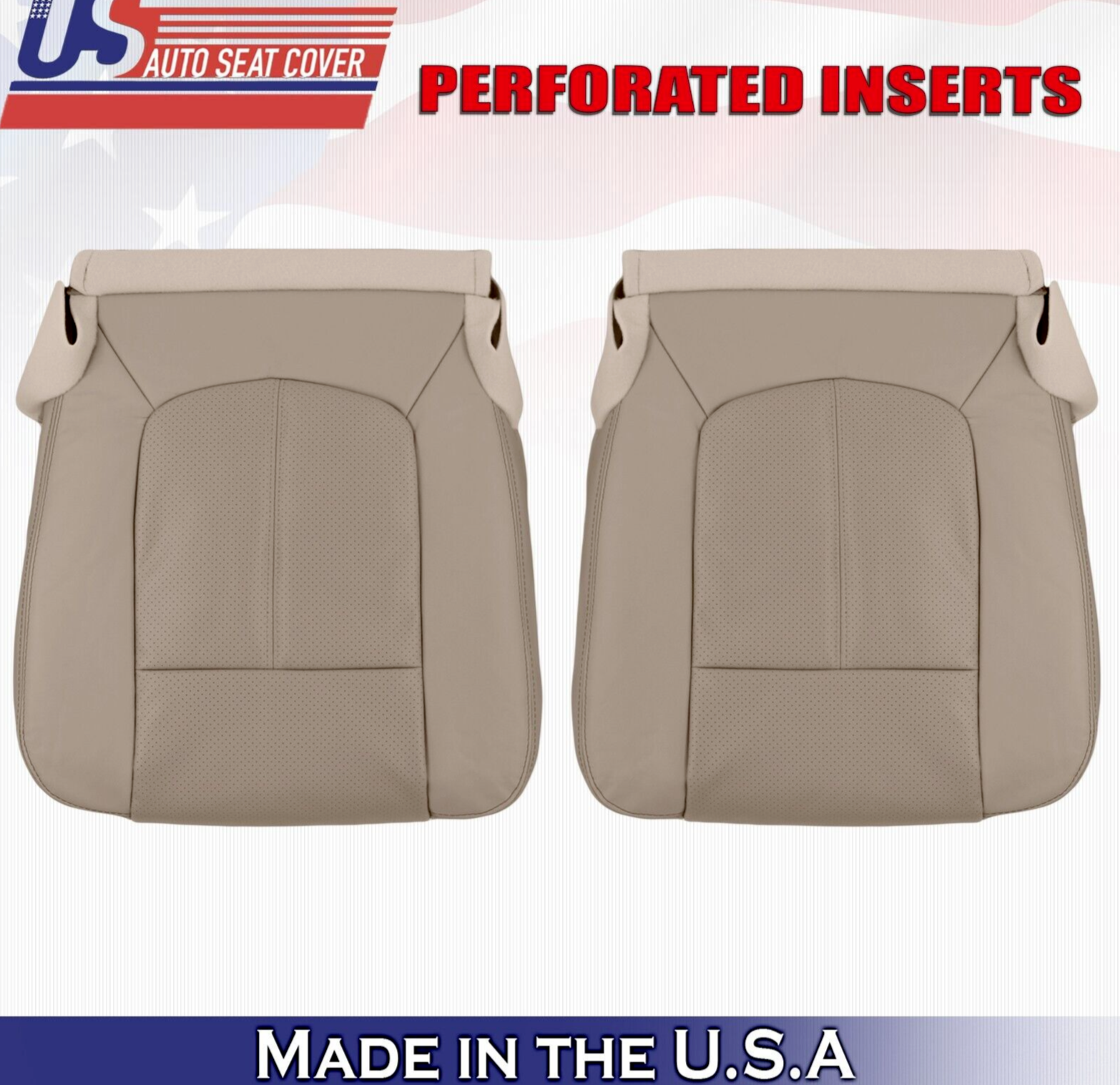 2013 2014 For Ford F450 F550 Lariat Driver & Passenger Bottom Leather Covers Tan