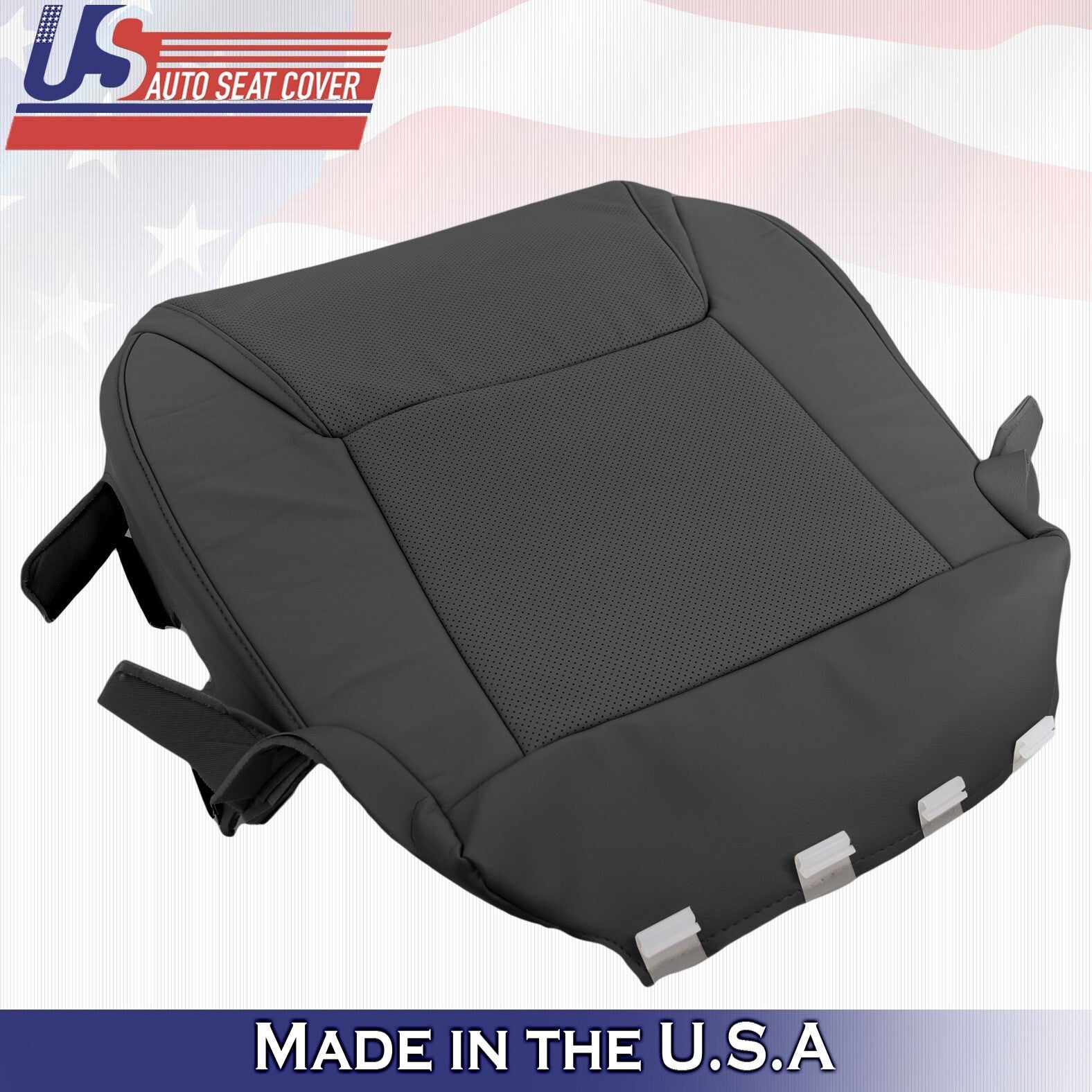2012 to 2015 For Lexus LX570 Front Set Tops&Bottoms Leather w/ Perf Covers Black