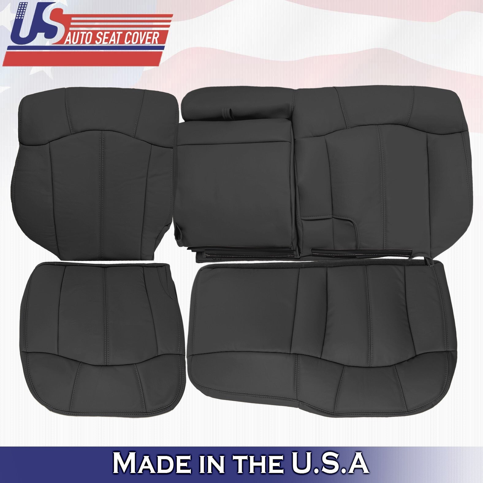 1999 to 2002 For Chevy Silverado 2nd Row Driver&Passenger Top Leather Covers BLK