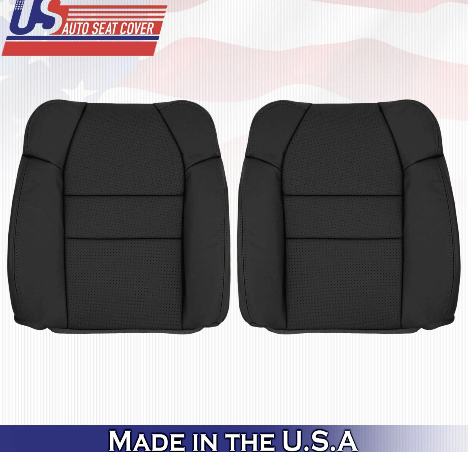 2004 2005 2006 For Acura MDX Driver & Passenger 2x Top Leather Seat Covers Black