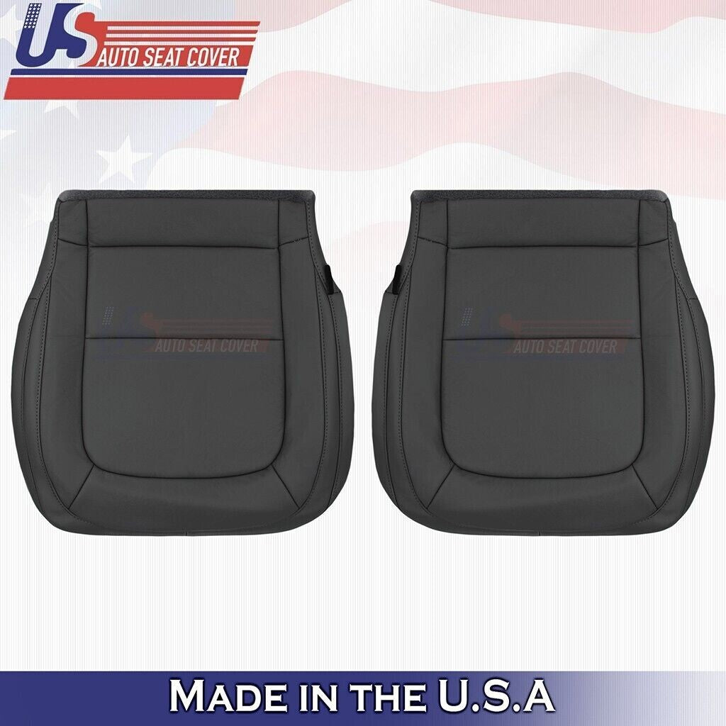 2015 to 2022 Fits GMC Canyon SLT Driver & Passenger Bottoms Leather Cover Black