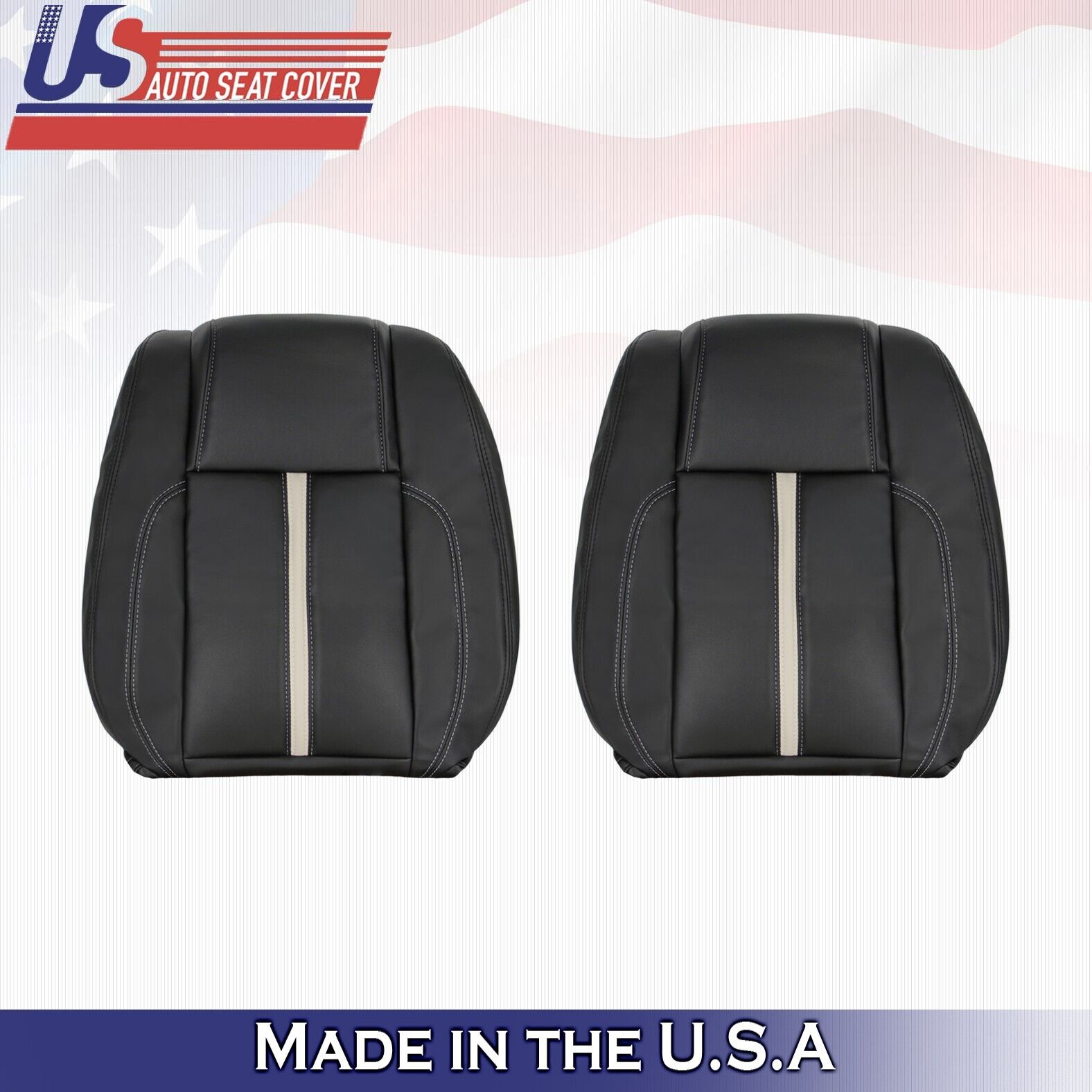 2013 2014 For Ford Mustang Gt Coupe Driver & Passenger Top Leather Covers Black