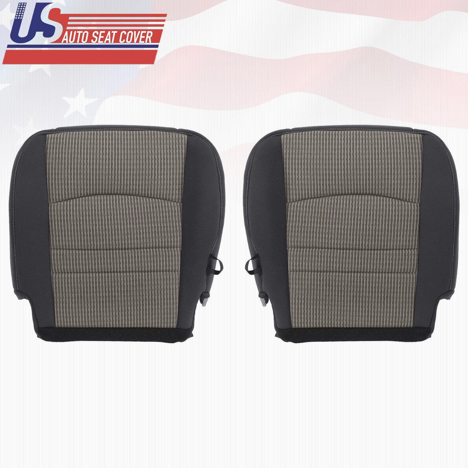 Driver-Passenger Bottoms CLOTH Covers 2tone Gray 2009 to 2012 For Dodge Ram