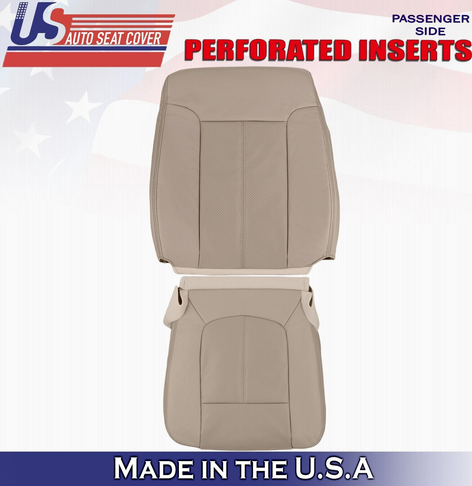 2013 2014 For Ford F350 F450 Lariat Passenger Top Bottom Leather Seat Covers Tan