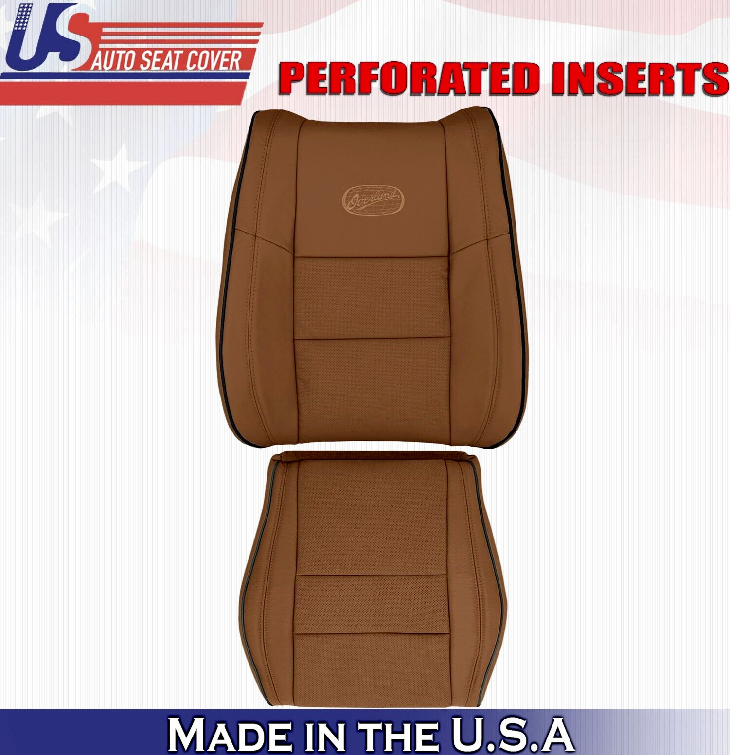 2016 For Jeep Grand Cherokee OVERLAND Driver Top & Bottom Leather Covers Brown