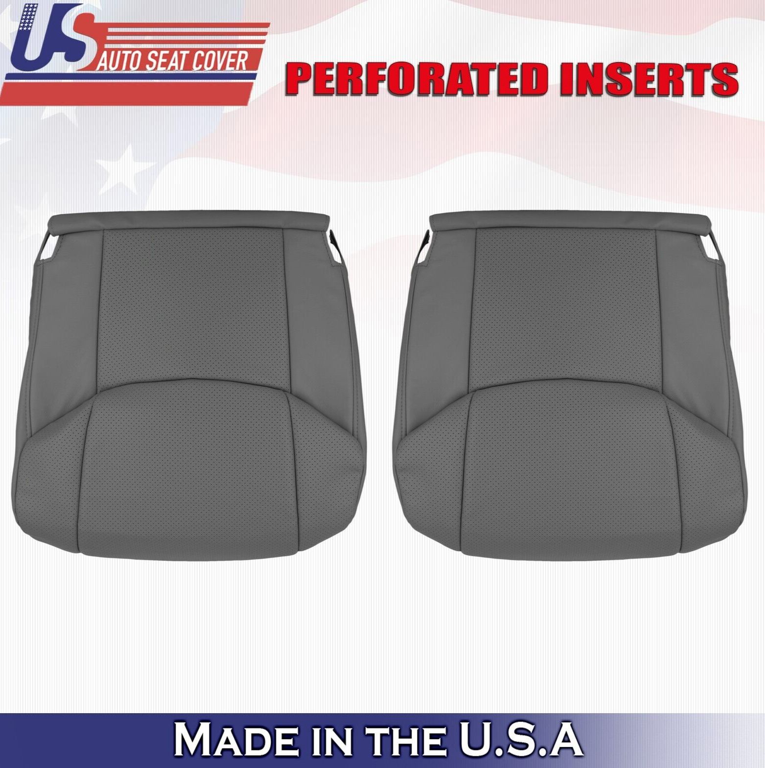 2006 For Toyota Avalon Driver & Passenger 2x Bottom Perf Leather Covers Graphite