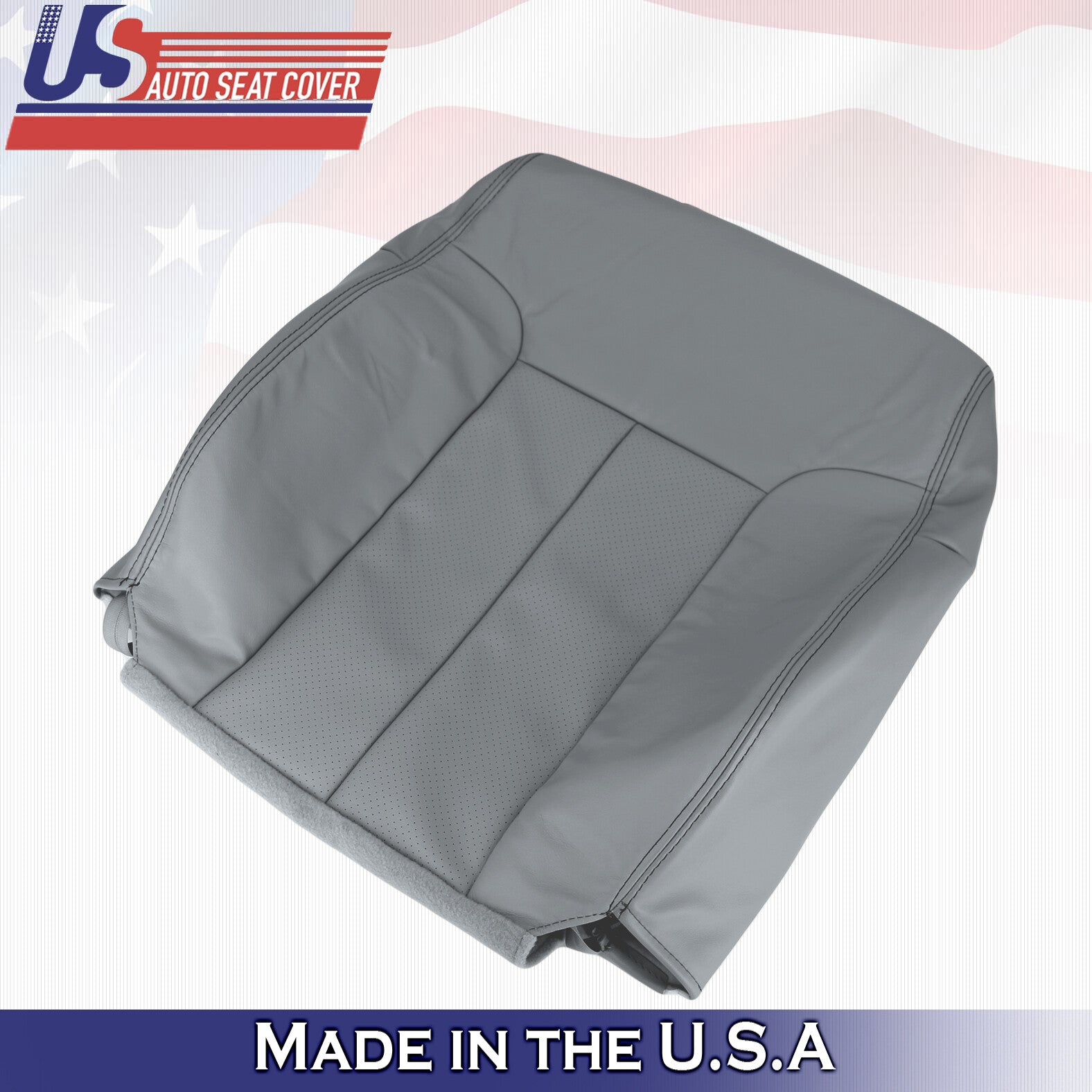 2014 Ford F150 Driver Side Top & Bottom Perforated Leather Seat Covers Gray