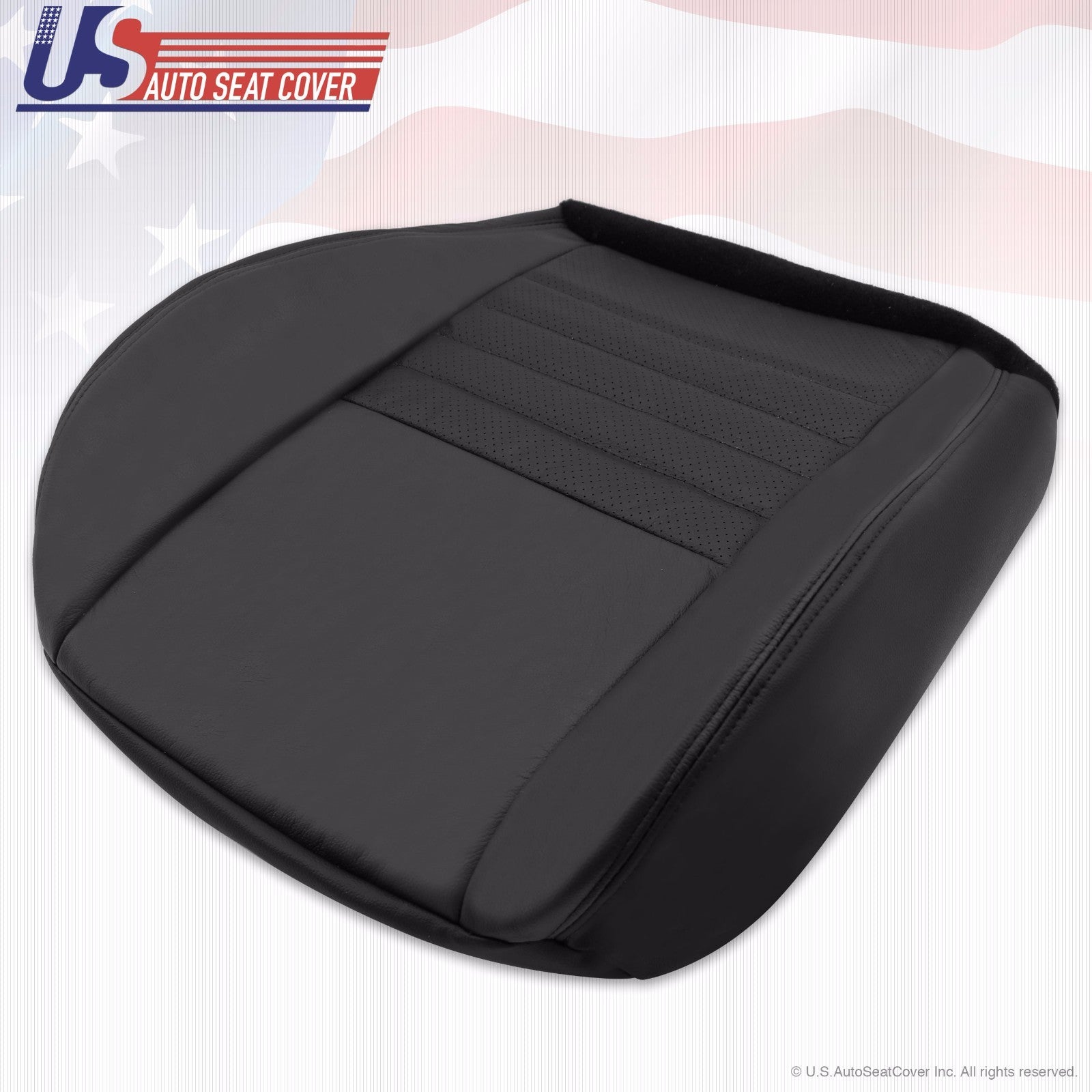 2002 2003 2004 Ford Mustang Driver Bottom Perforated Leather Seat Cover Black