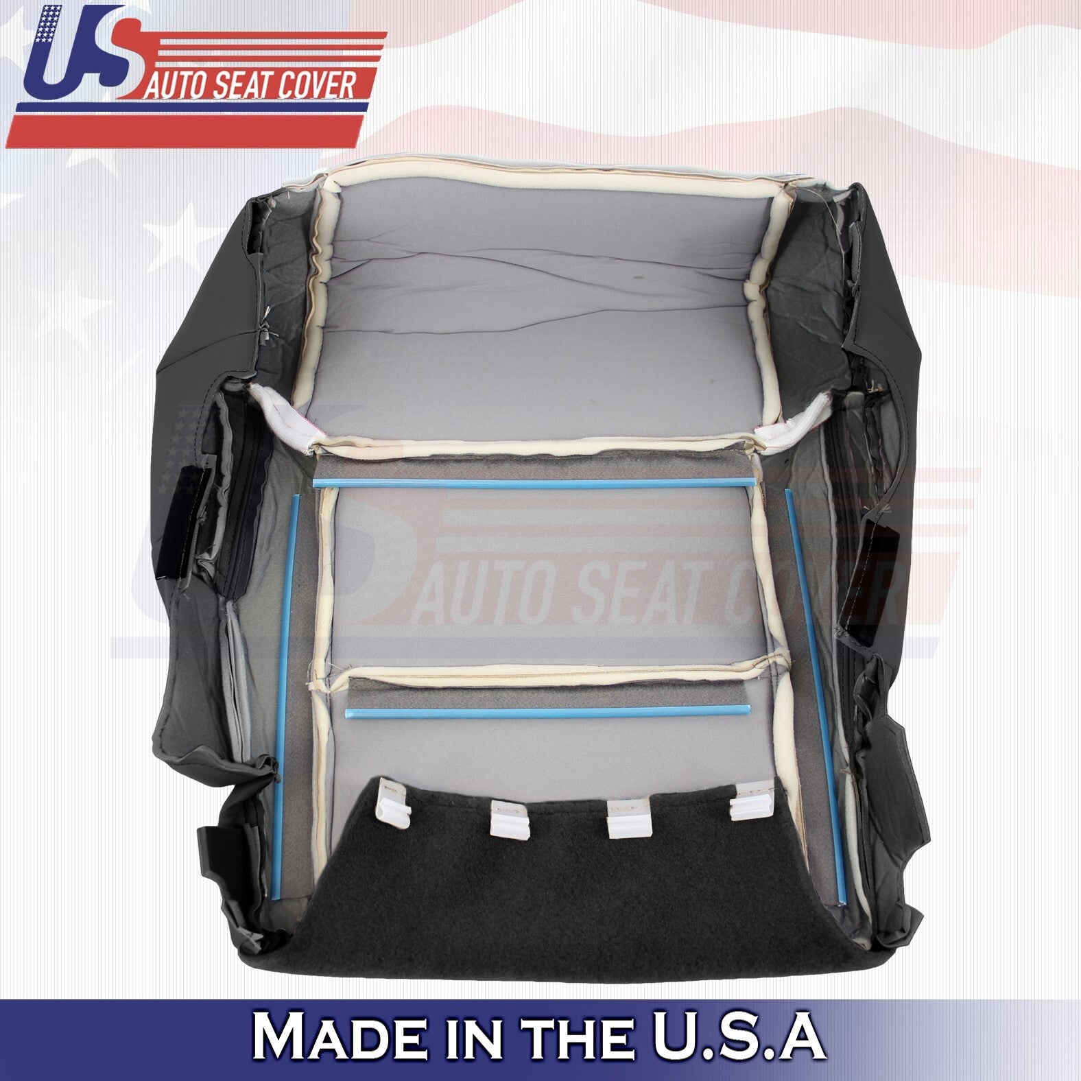 2014 to 2018 For Toyota Tundra Passenger Top & Bottom Leather Seat Covers BLACK