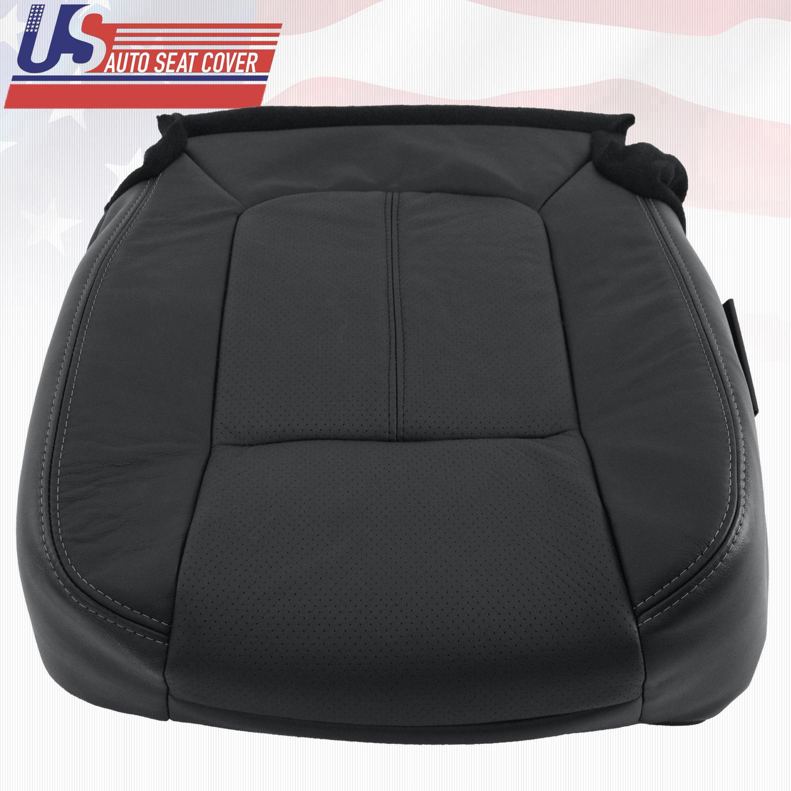 2015 2016 Ford F250 F350 Lariat Driver Bottom Perforated Leather Seat Cover Blk