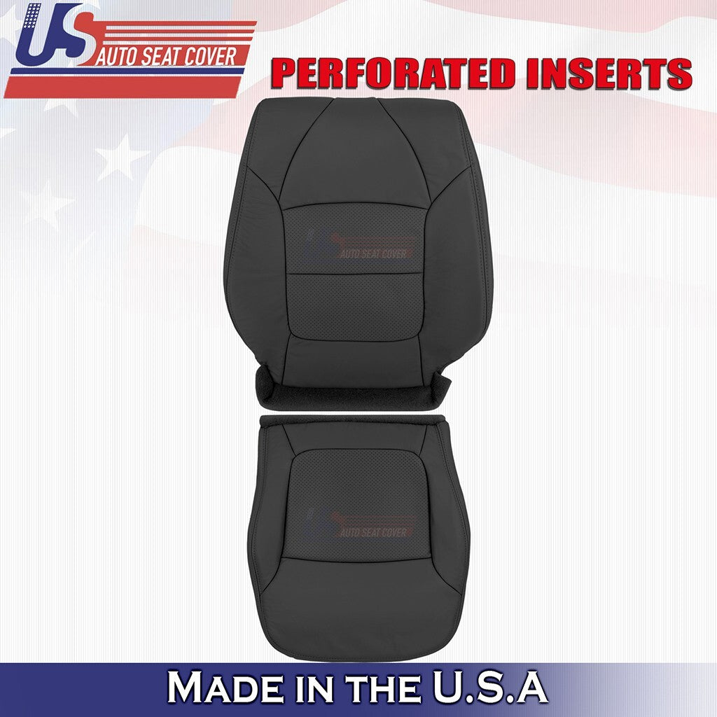 2002 2003 For Acura TL Type S Front Side Driver Bottom & Top Leather Cover Black