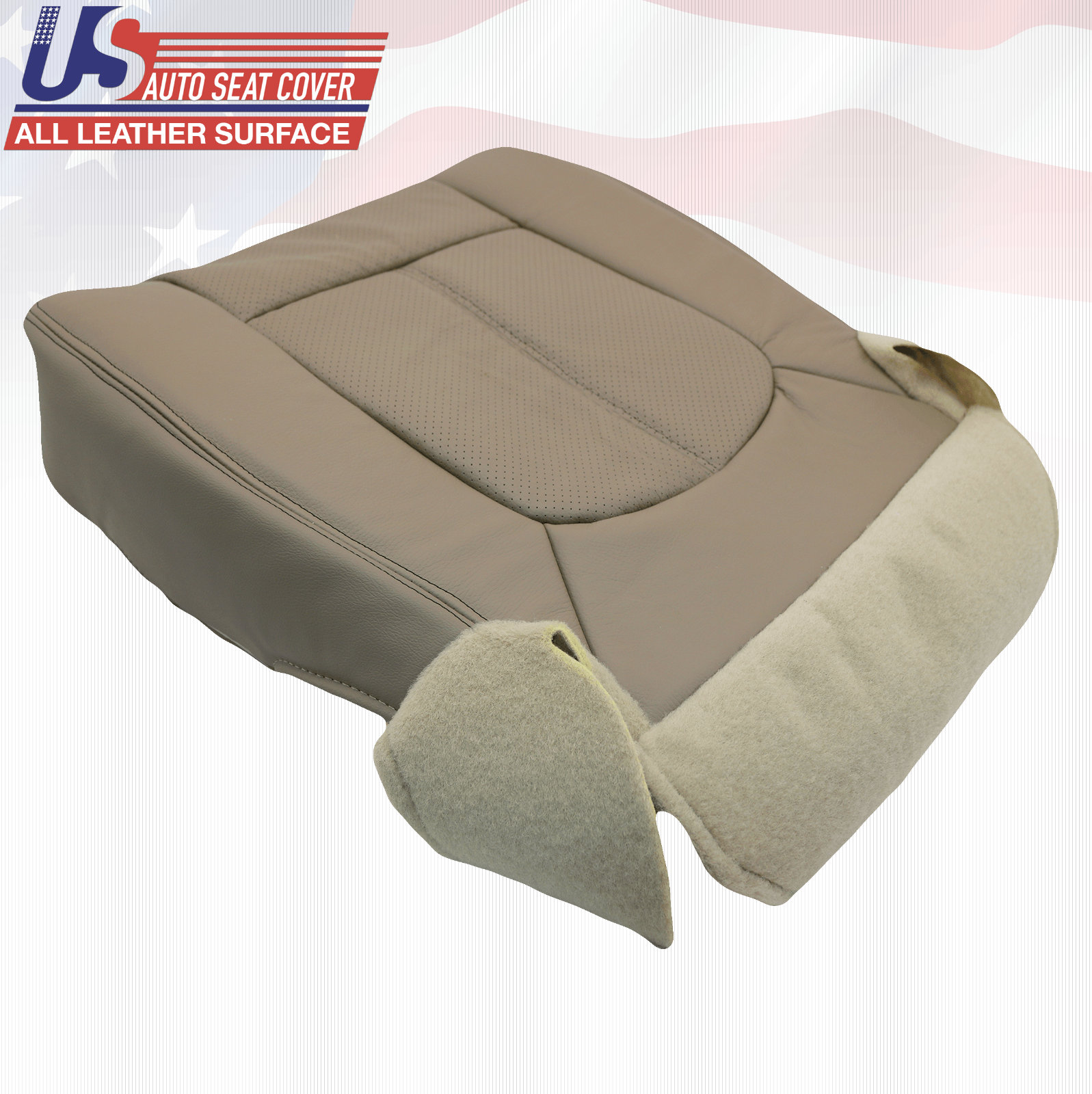 2013 to 2016 Fits Ford F250 Lariat Driver Bottom Leather Seat Cover Tan