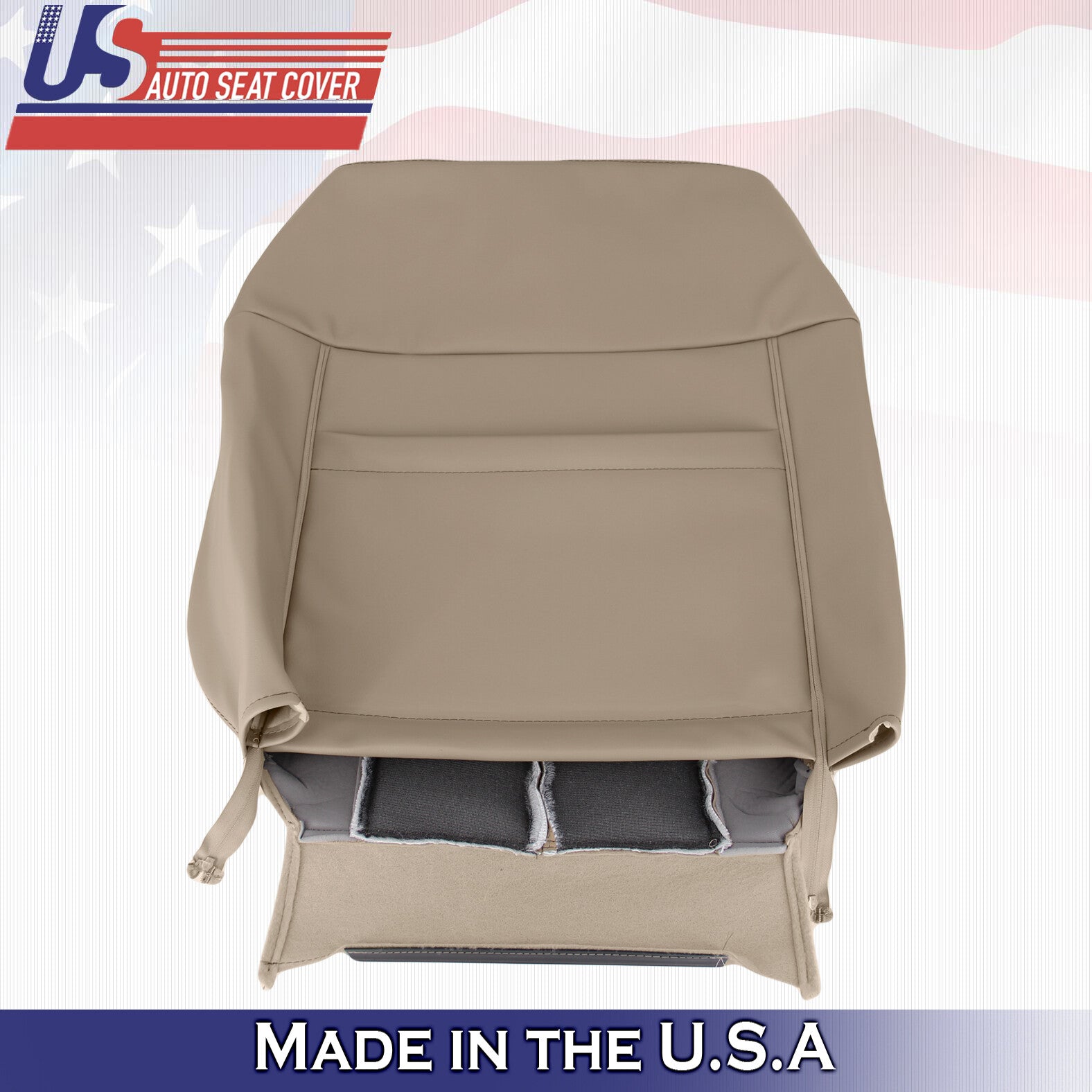 2014 For Ford F150 Driver Side Top & Bottom Perforated Leather Seat Covers Tan