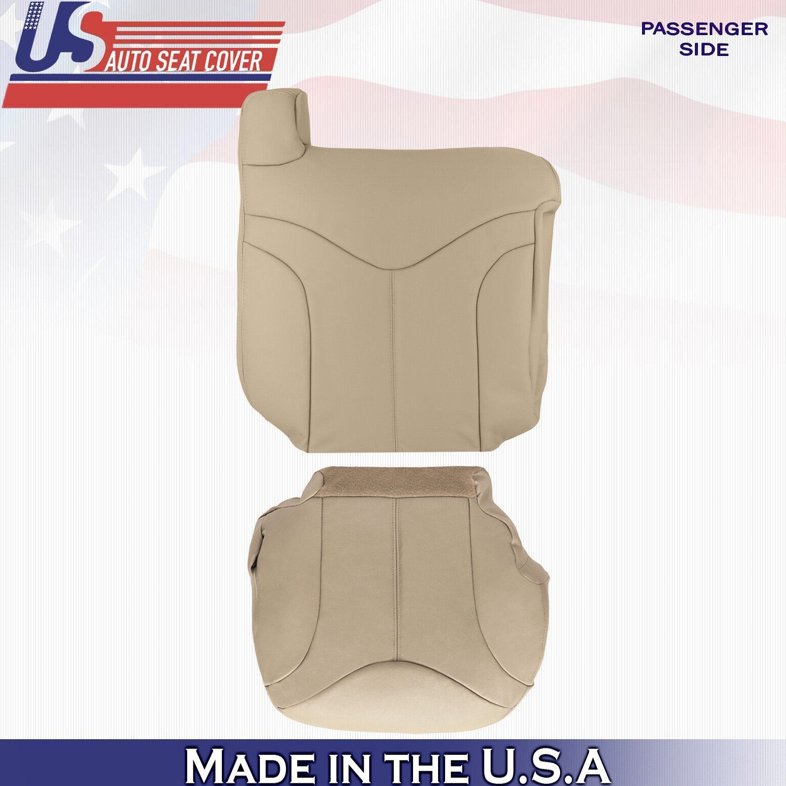 2001 2002 For GMC Yukon XL SLT SLE Passenger Top & Bottom 2x Leather Covers Tan