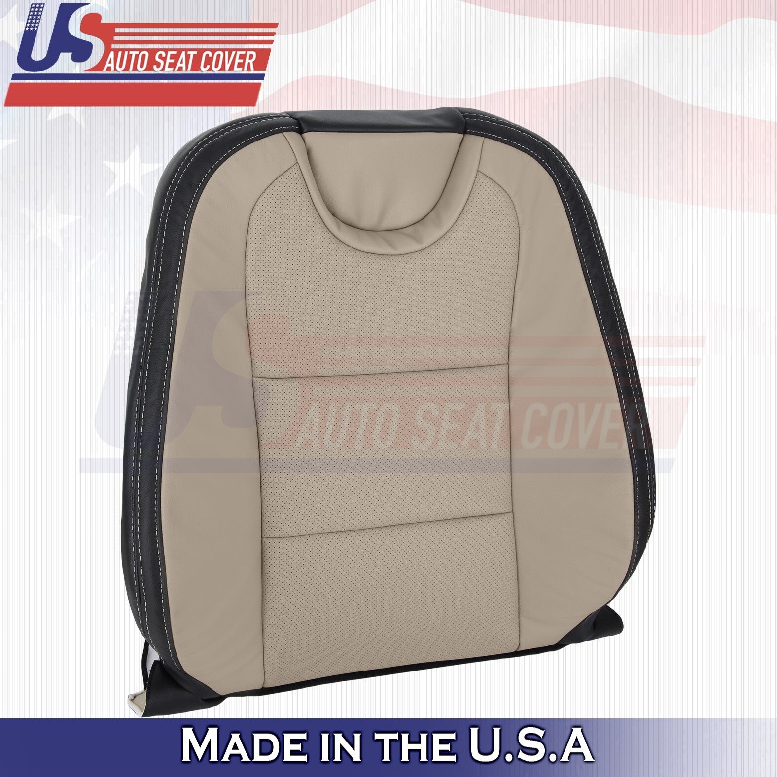 2010 to 2015 For Chevy Camaro Driver Top Leather Seat Cover 2-tone Tan/Black