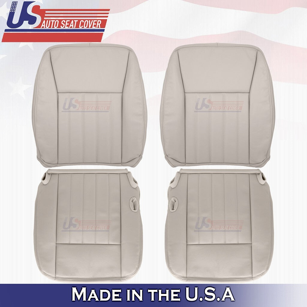 2003 to 2005 Fits Lincoln Town Car Front Set Bottoms &Tops Leather Cover Tan