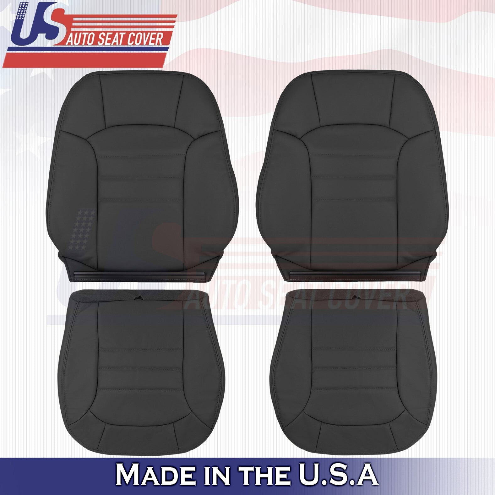 2002-2004 Fits Jeep Liberty Front Set Bottoms &Tops Leather Seat Cover Dark Gray