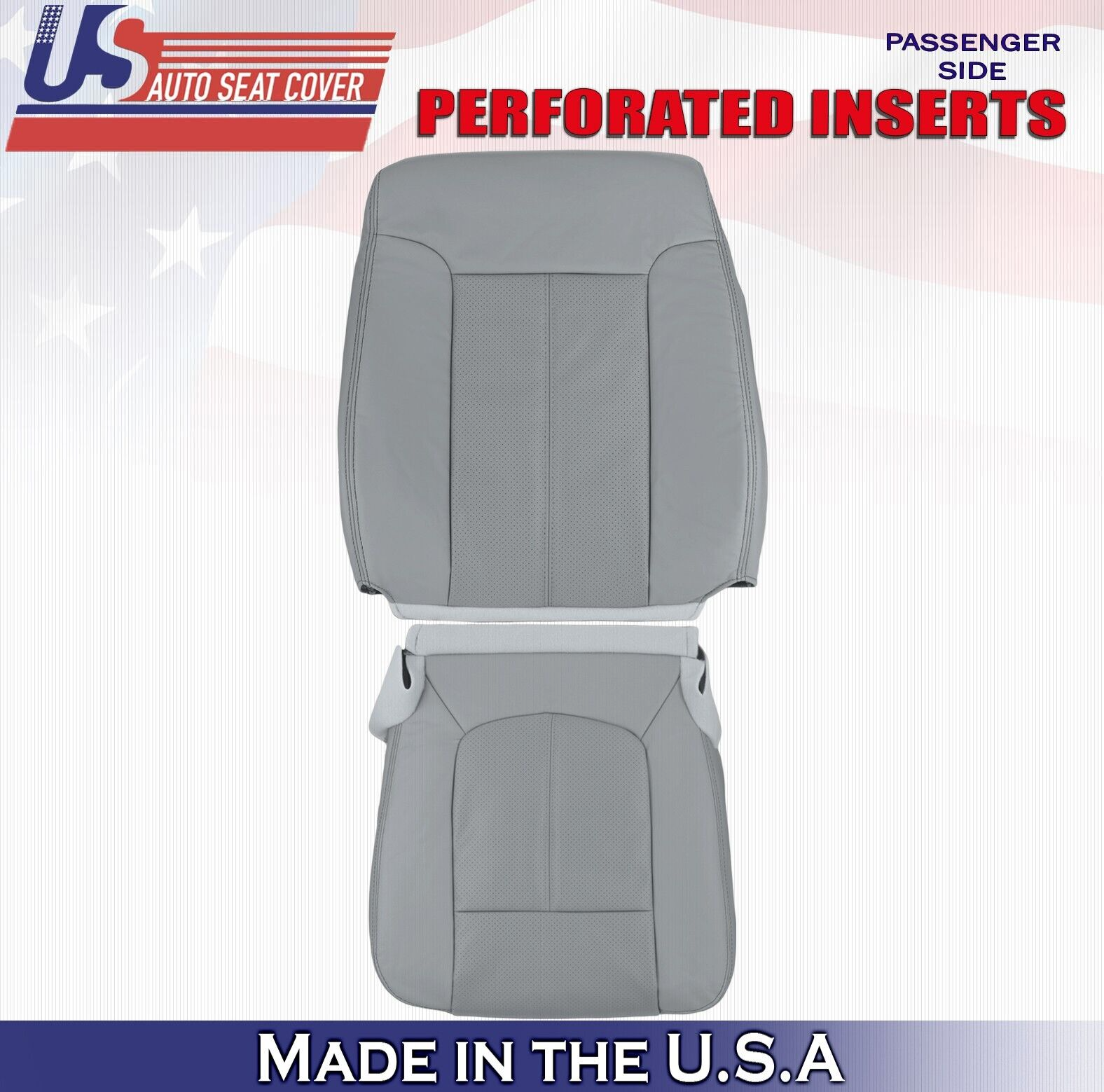 2011 to 2016 For Ford F450 F550 Lariat Passenger Top Bottom Leather Covers Gray