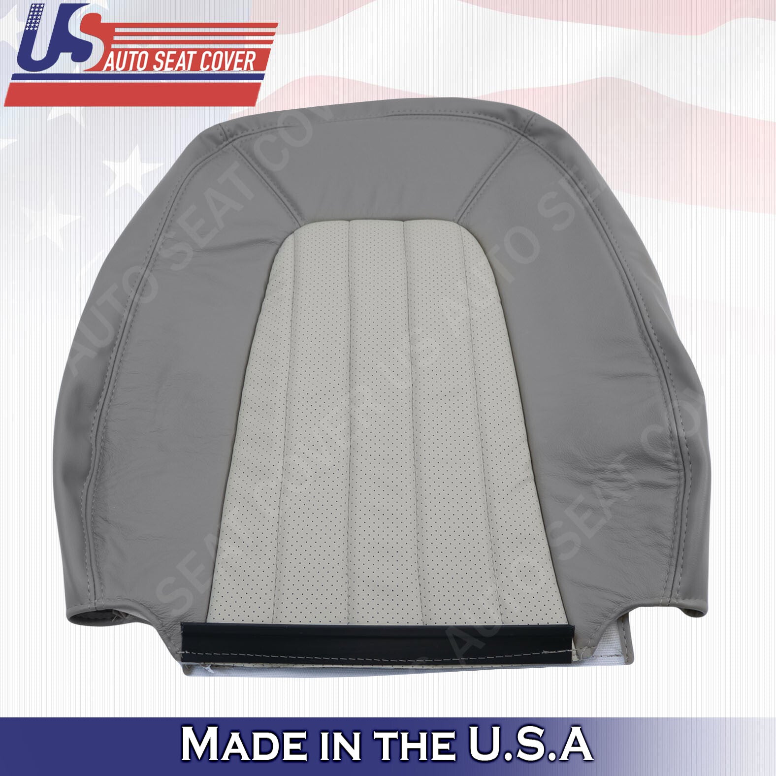 2002 to 2005 Mercury Mountaineer Driver Top-Bottom Perforated Leather Cover Gray