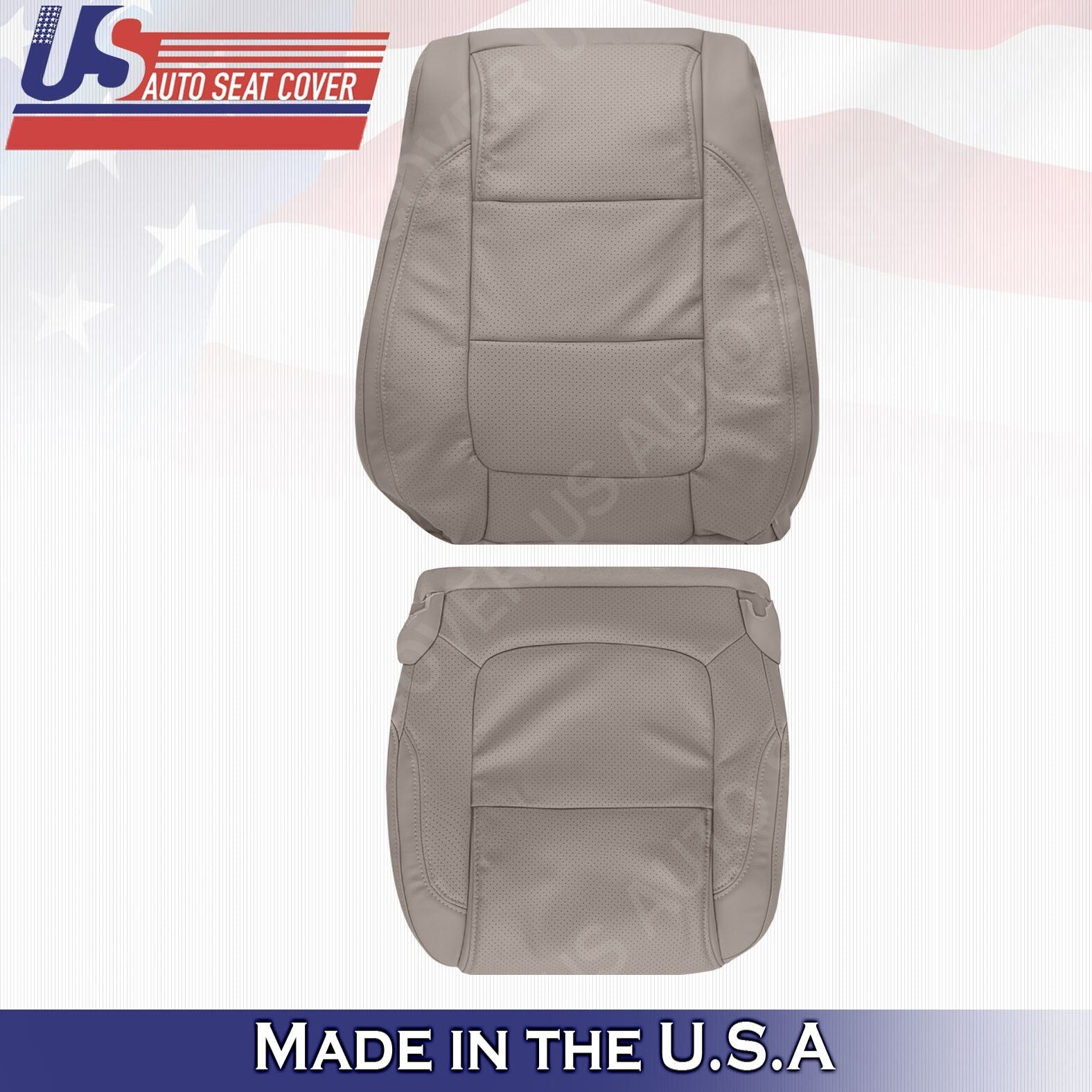 2011 -2015 FITS Ford Explorer Driver Top & Bottom Leather Seat Cover Stone Gray