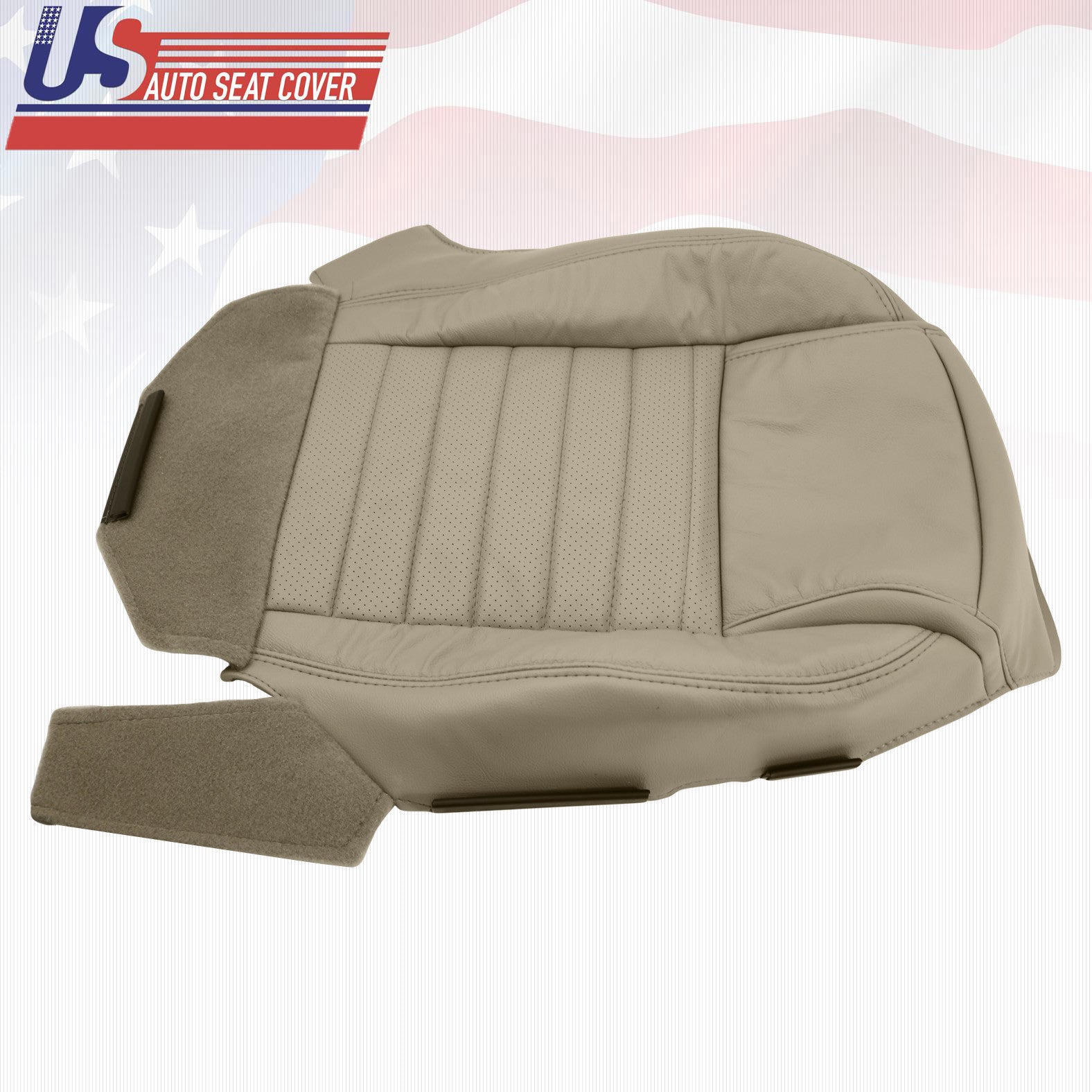 2005 2006 Mustang GT, GT Lux Driver Bottom Leather Seat Cover Med. Parchment Tan