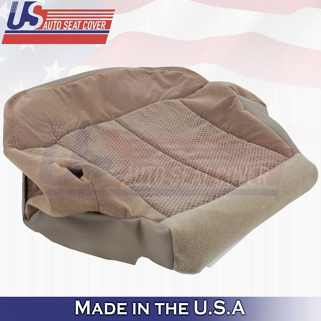1999 to 2002 Fits Chevy Silverado Driver Bottom & Top Cloth Seat Cover Dark Tan