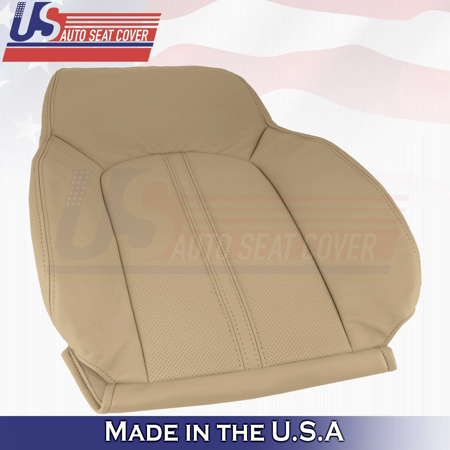 2008 to 2013 For Cadillac CTS Front Driver Top & Bottom Leather Seat Covers Tan