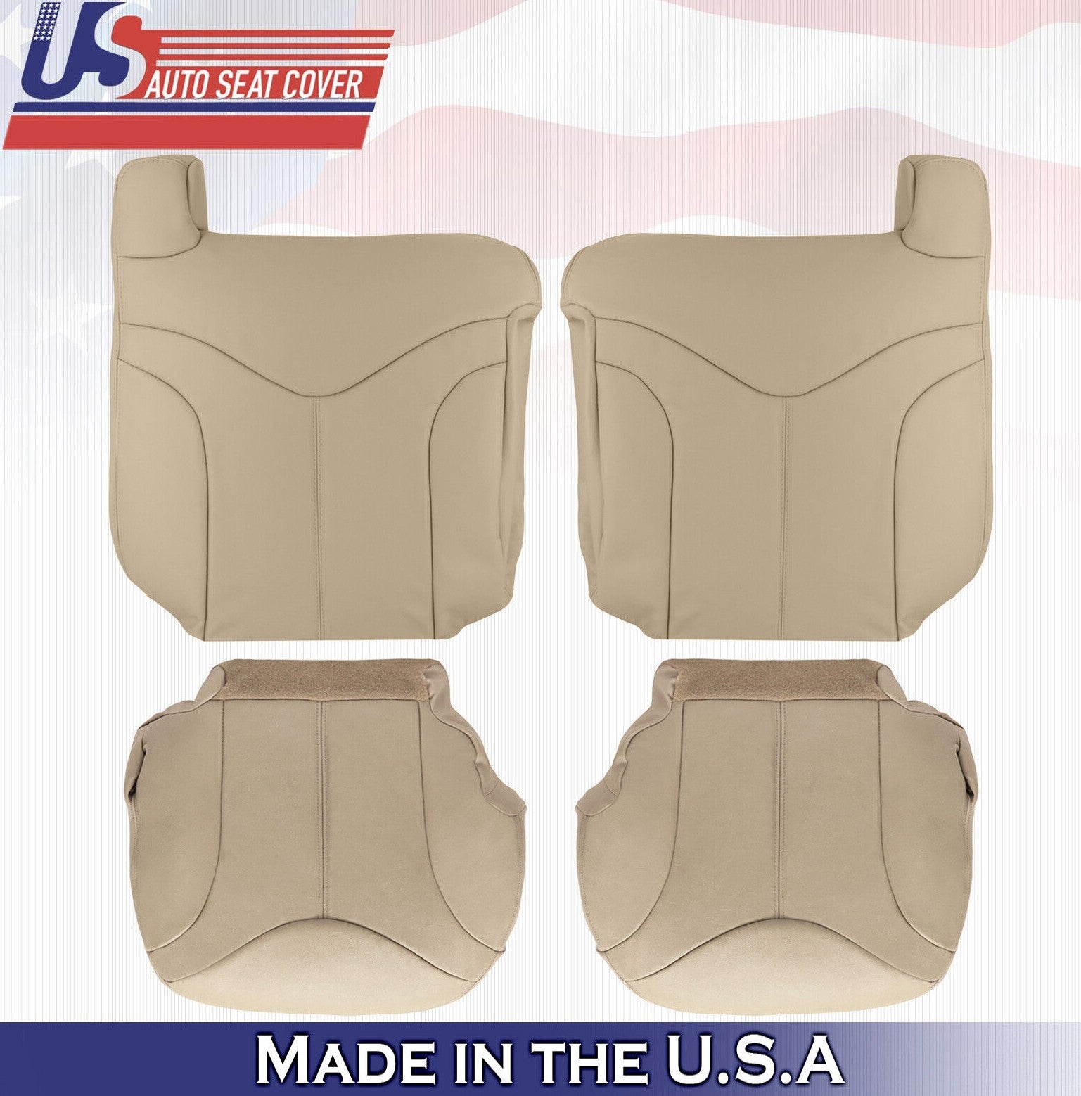 2001 2002 For GMC Yukon XL SLT SLE Front 2x Top & 2x Bottom Leather Covers Tan