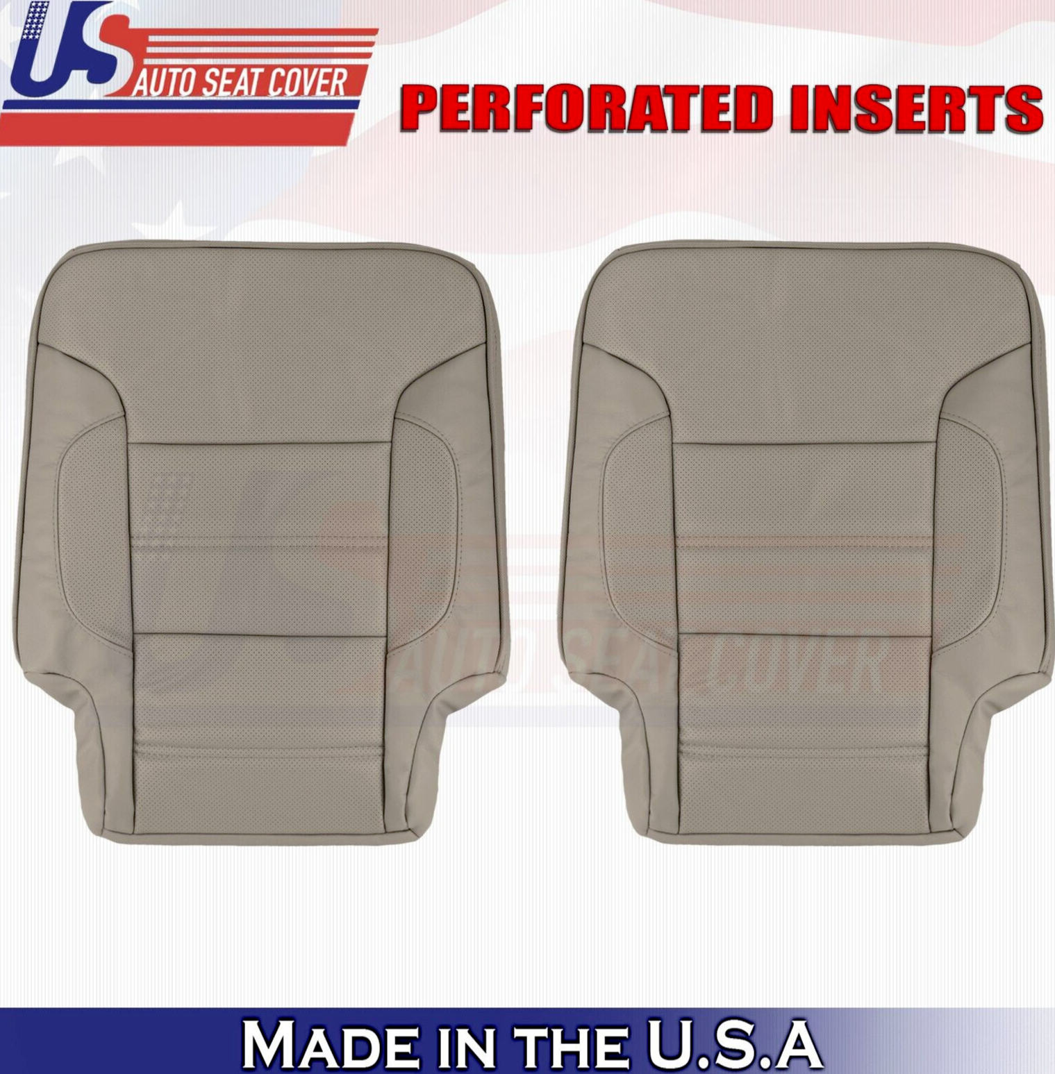 2019 For GMC Sierra Denali Rear Driver & Passenger Top Leather Seat Covers Tan