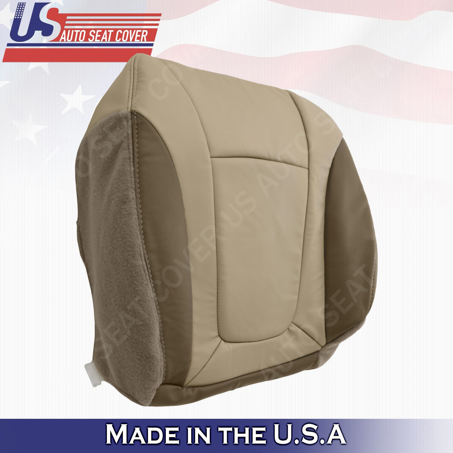 2002 to 2004 Chevy Trailblazer - Passenger Bottom Leather Seat Cover 2-Tone Tan