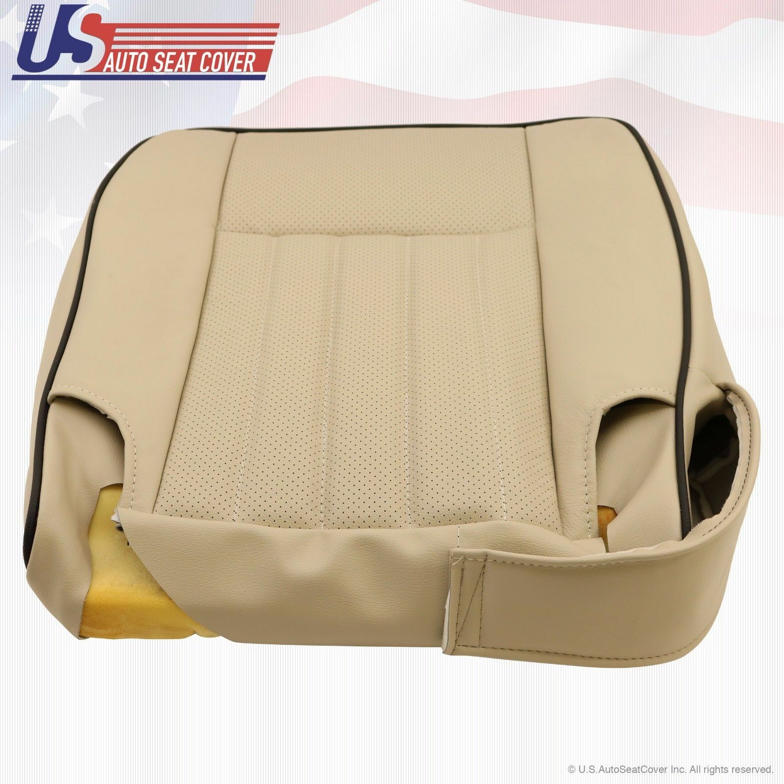 2006 Lincoln Navigator Passenger Bottom Perforated Leather Seat Cover Camel Tan