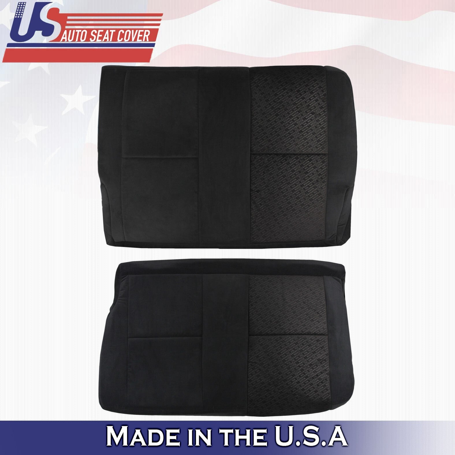 2007 For GMC Sierra 1500 2500 3500 2nd Row Driver Top & Bottom Cloth Covers BLK