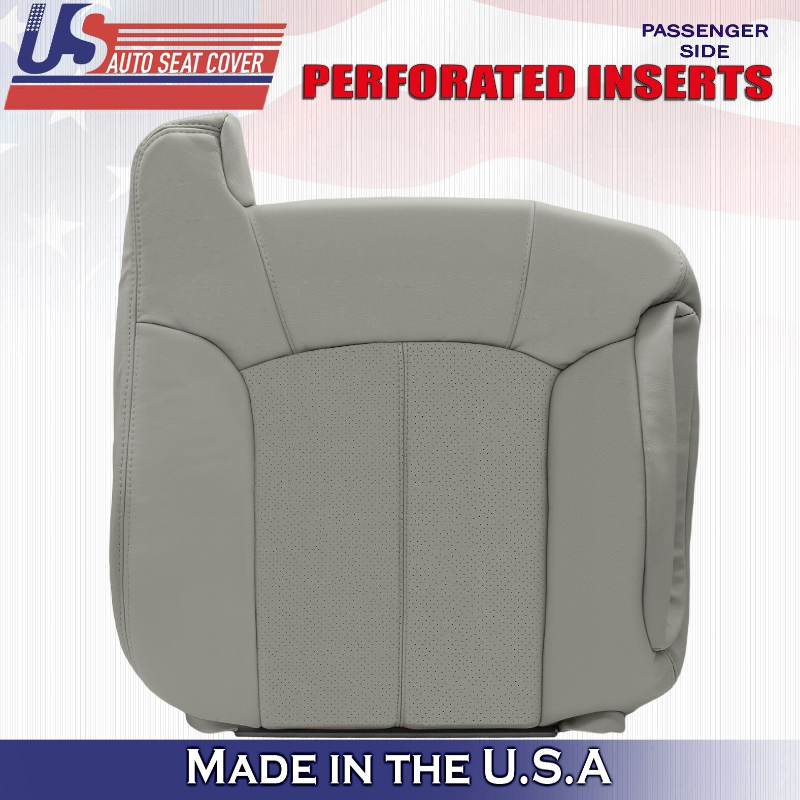 Front Set Tops &Bottoms Leather Seat Cover Gray For Cadillac Escalade 1999-2002