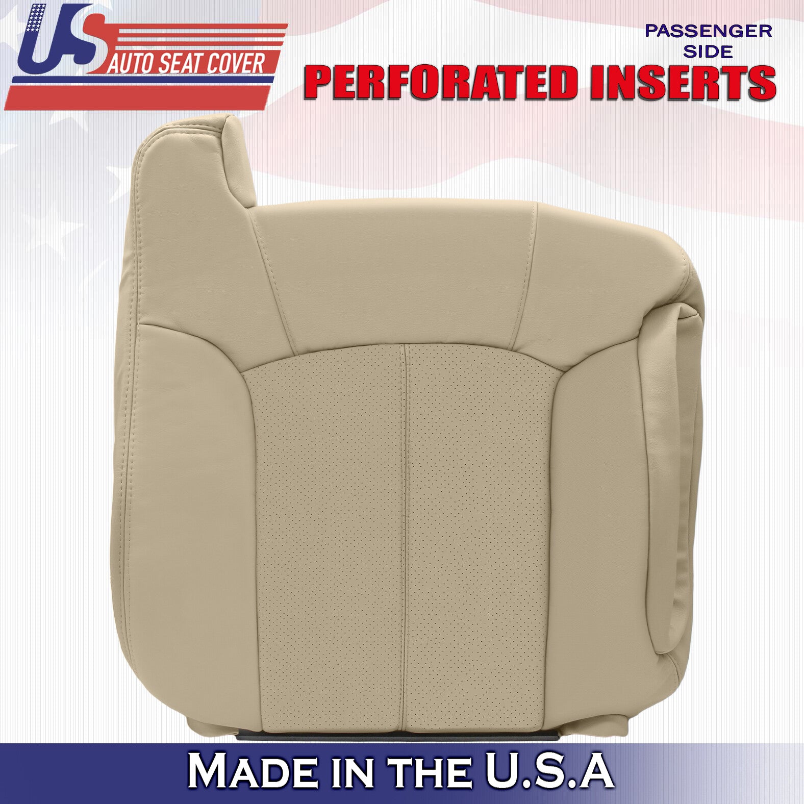 2002 For Cadillac Escalade Driver Top Bottom Perforated Leather Seat Covers Tan