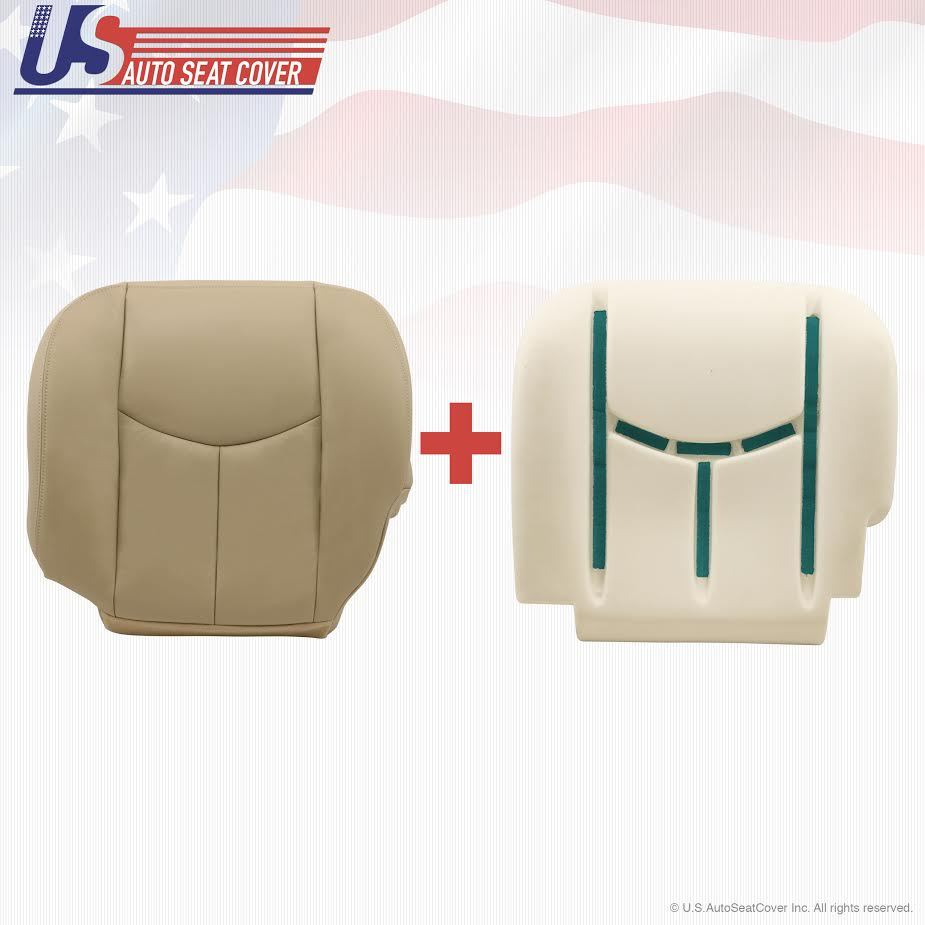 2003 to 2006 Tahoe Suburban Driver Bottom Leather Seat Cover & Foam Shale Tan