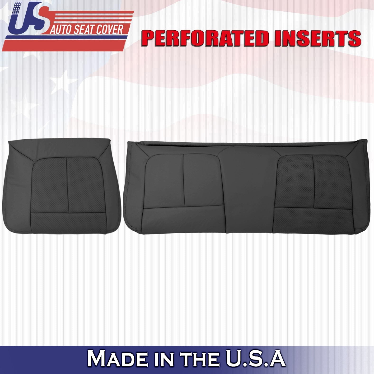 2011 to 2016 For Ford F250 2nd Row Driver & Passenger Bottom Leather Covers BLK