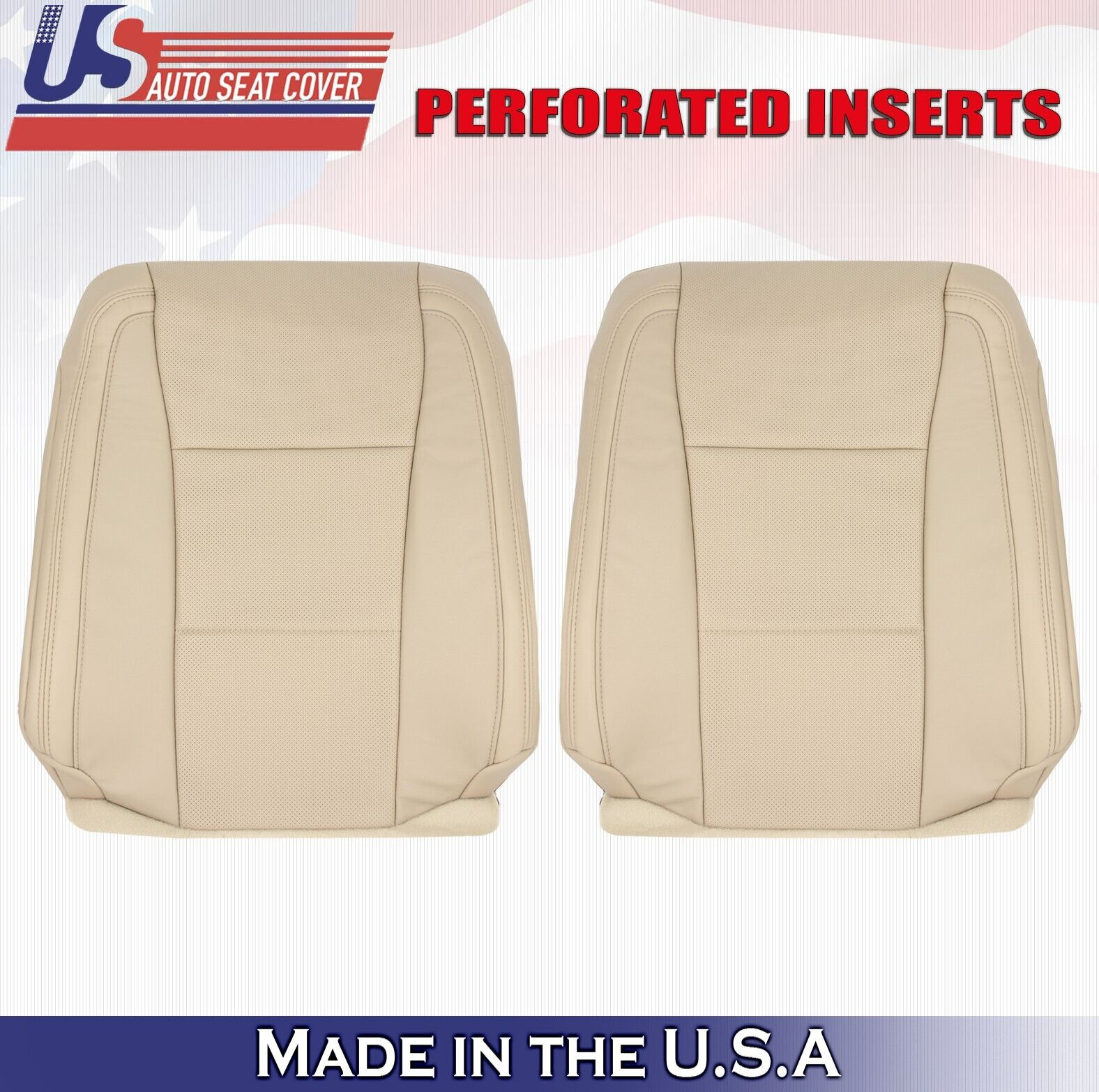2017 For Ford F150 Lariat Driver & Passenger Top Perf Leather Seat Covers Tan