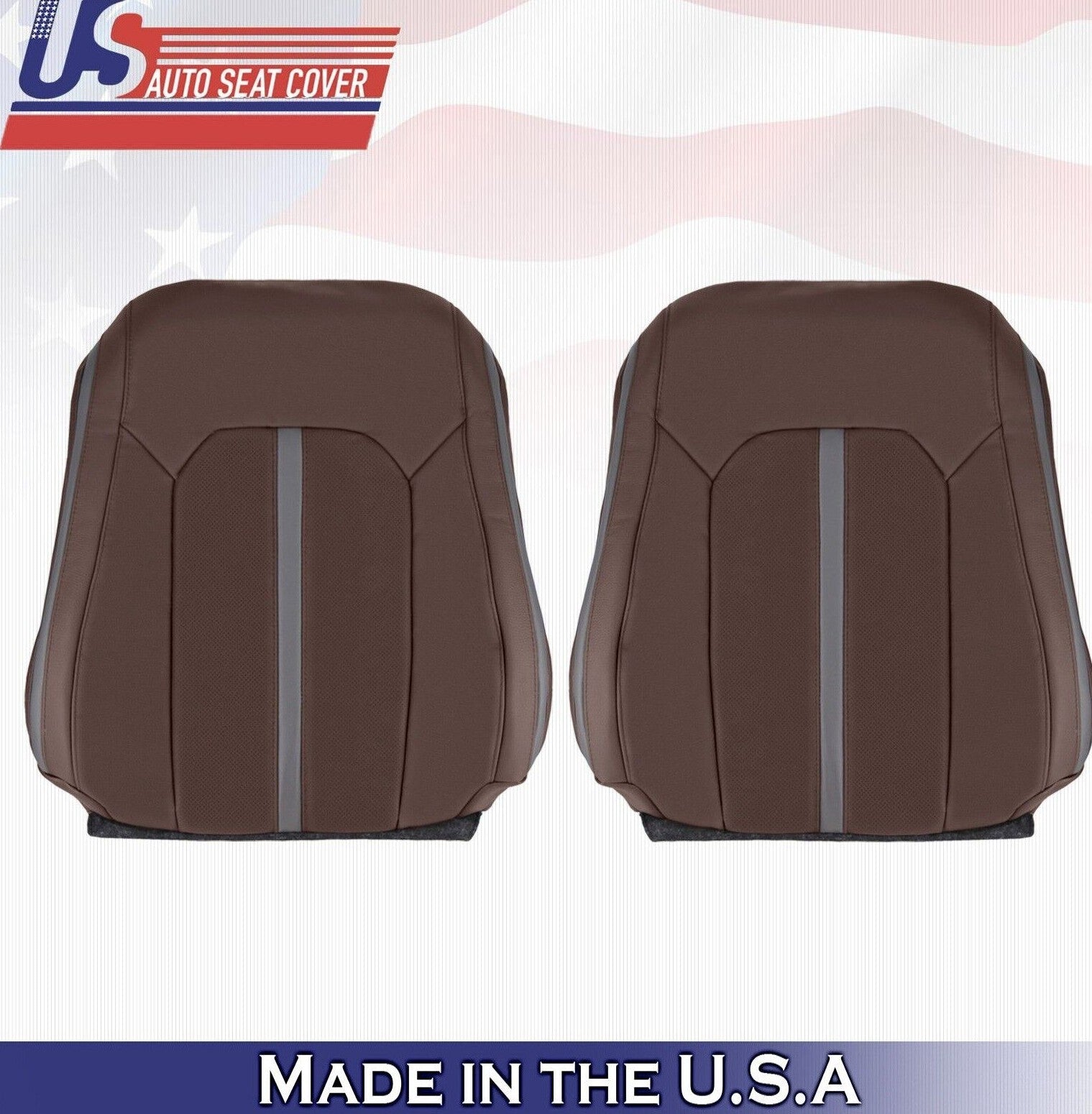 2019 For Ford F150 Platinum Driver & Passenger 2x Top Leather Seat Covers Brown