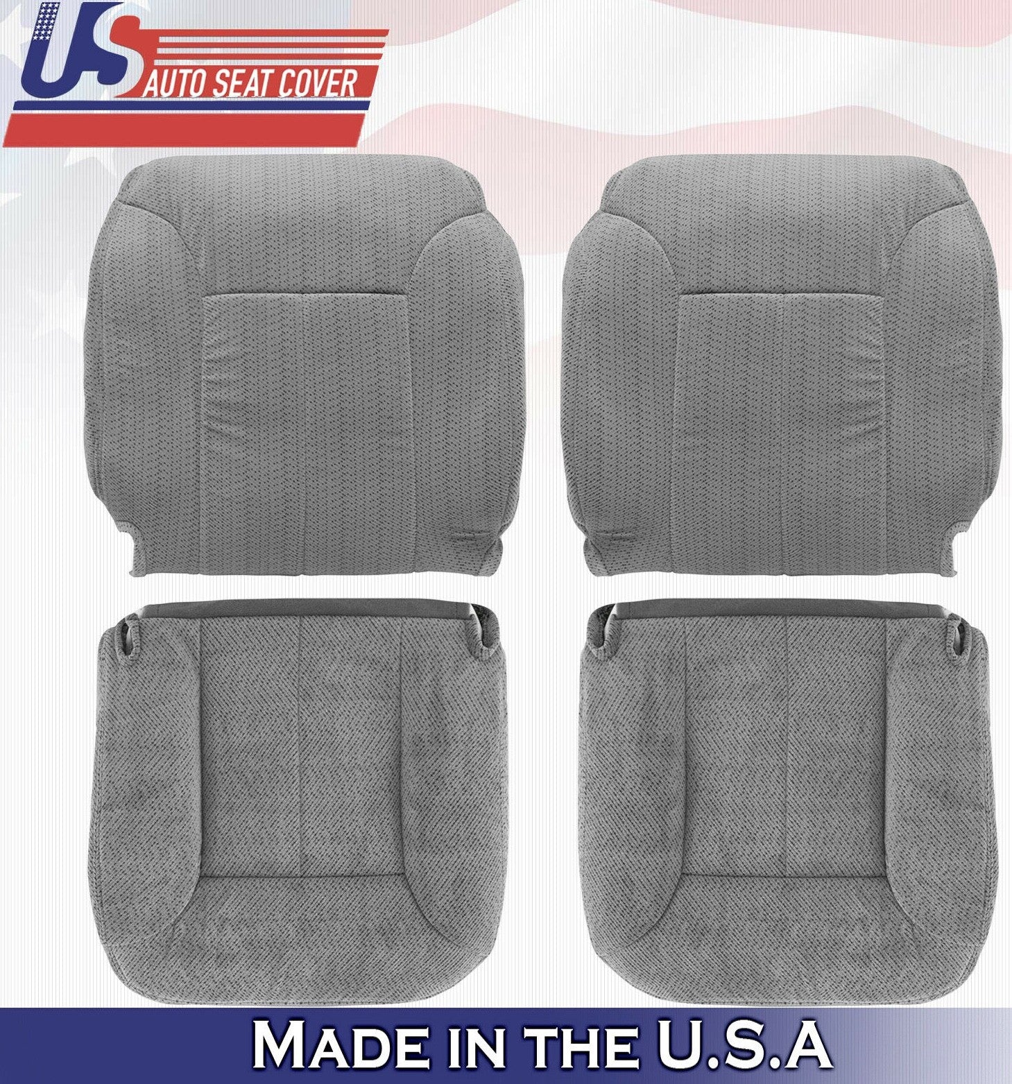 1995 to 1999 For GMC Sierra 2x Tops 2x Bottoms 2x Armrests Cloth Seat Cover Gray