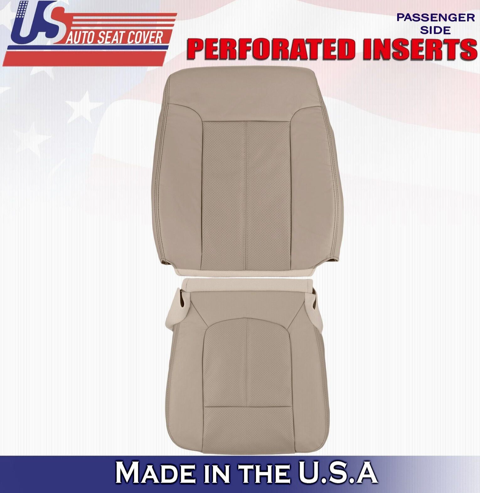 2013 2014 For Ford F250 F350 Lariat Passenger Top Bottom Leather Seat Covers Tan