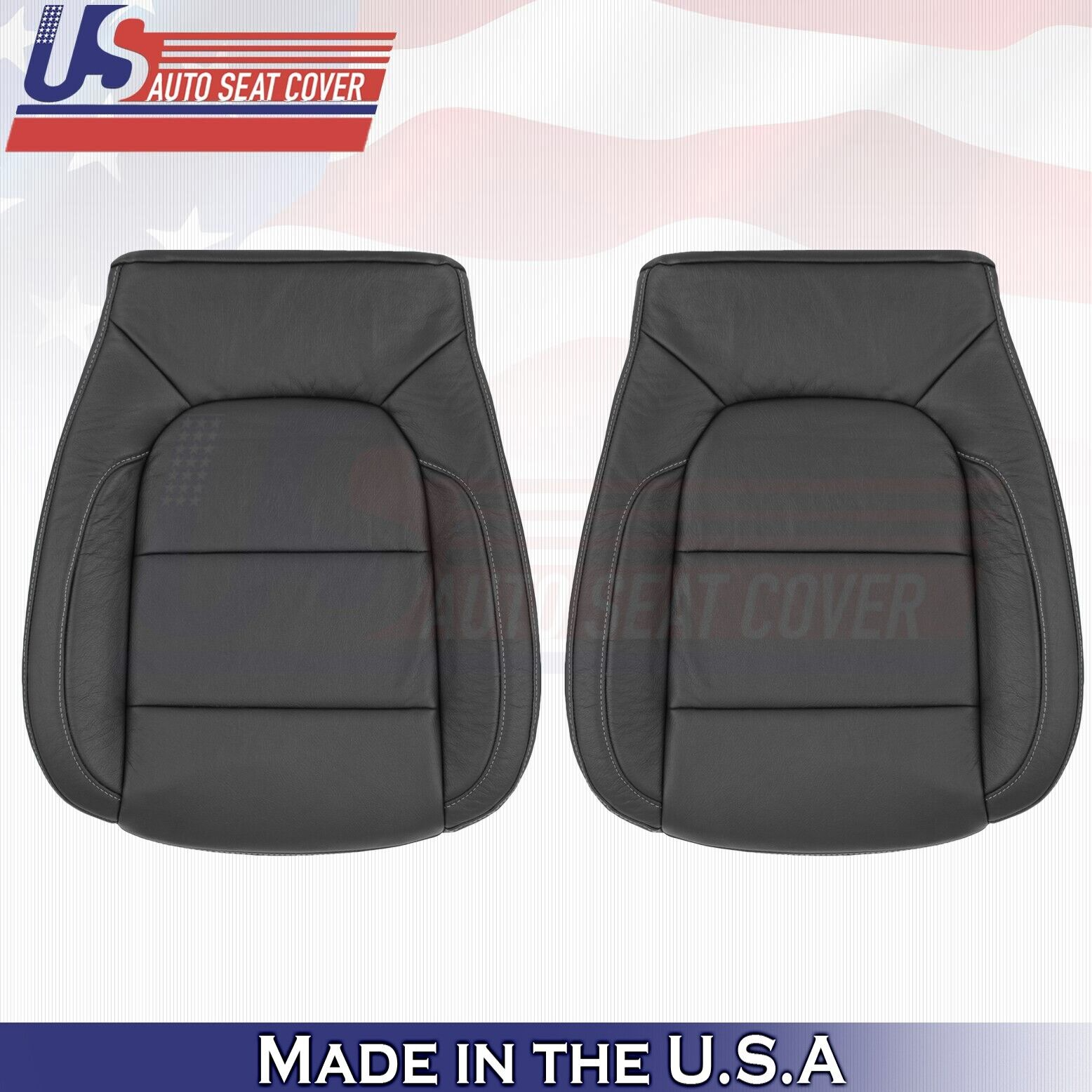 2020 For Chevy Silverado 1500 WT Driver & Passenger Bottom Leather Covers Black