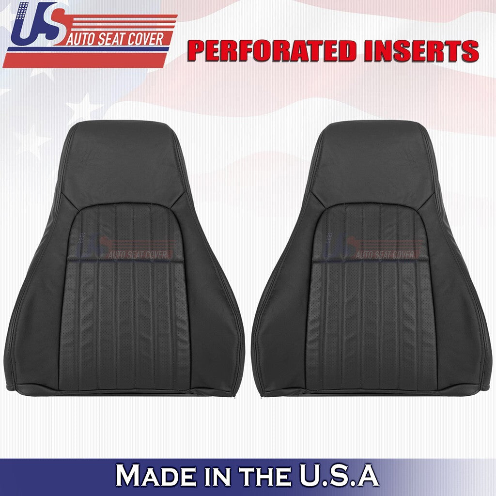 1997 to 2002 Fits Chevy Camaro Front Set Tops Perforated Leather Cover Black